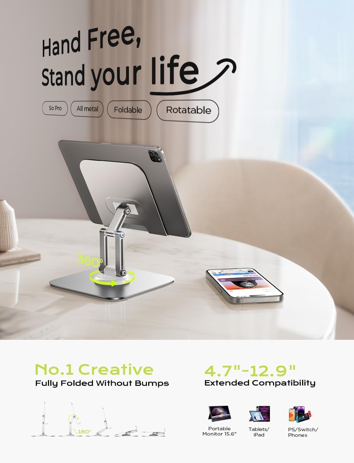 Ultimate LISEN Adjustable iPad Stand: Perfect for Desk & More! - Image 3