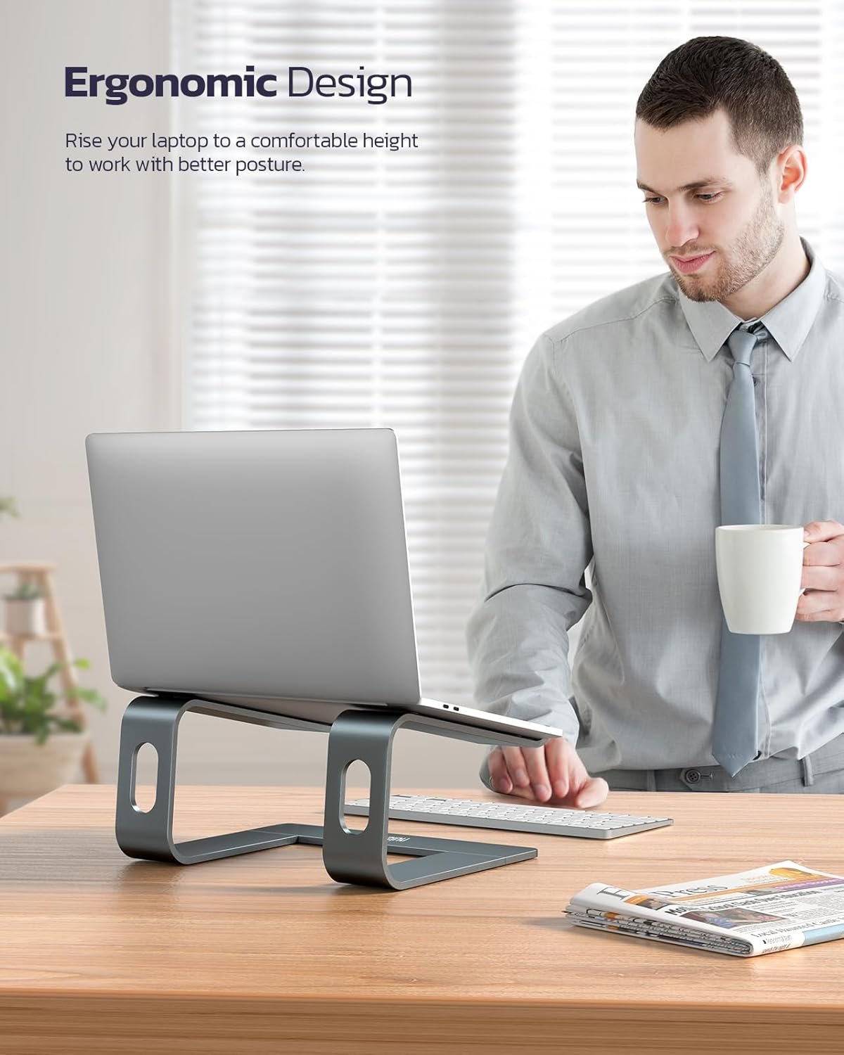 Elevate Your Work: Nulaxy Aluminum Laptop Stand for Comfort - Image 4