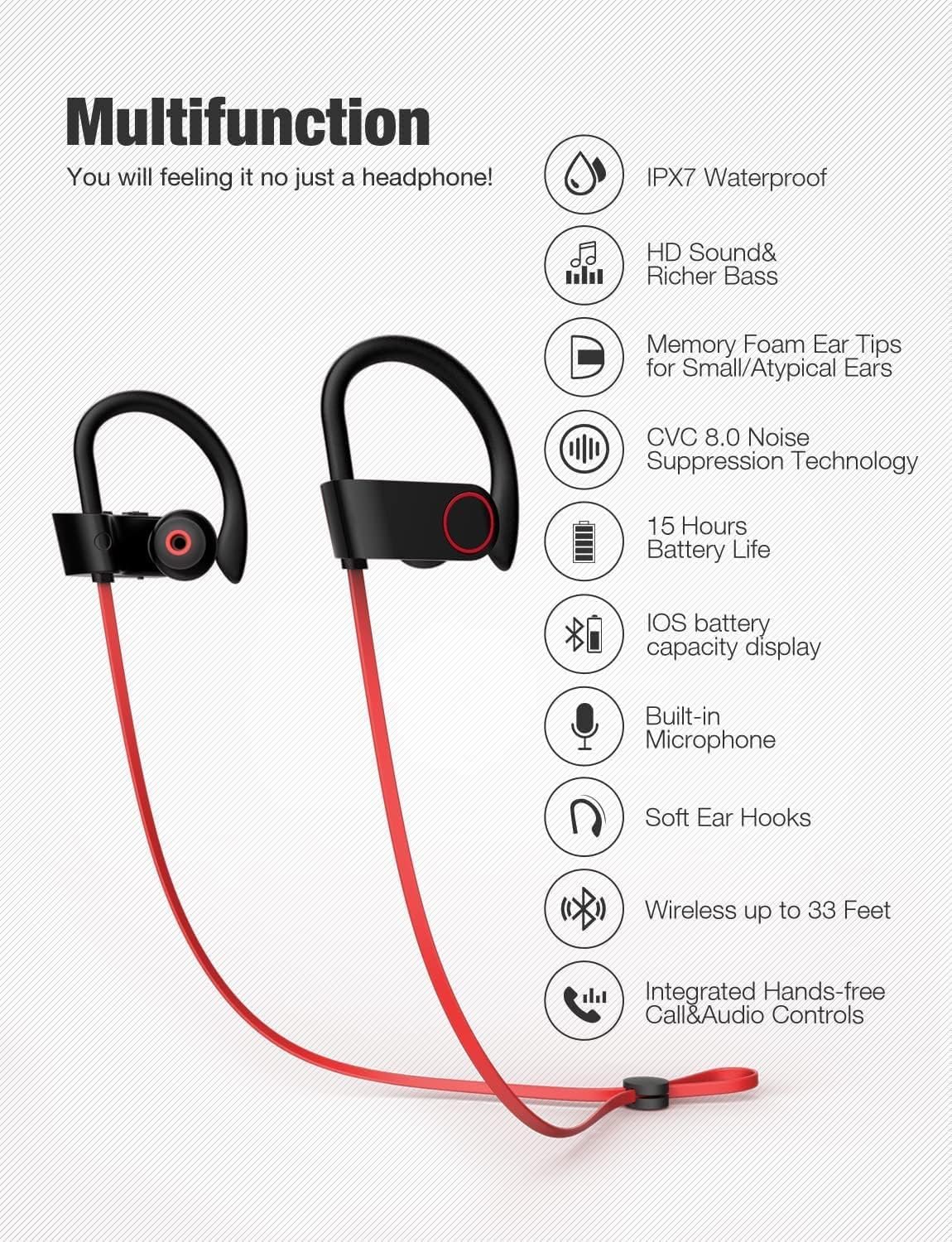 Otium Bluetooth Headphones: Waterproof Sports Earbuds for Active Life! - Image 3