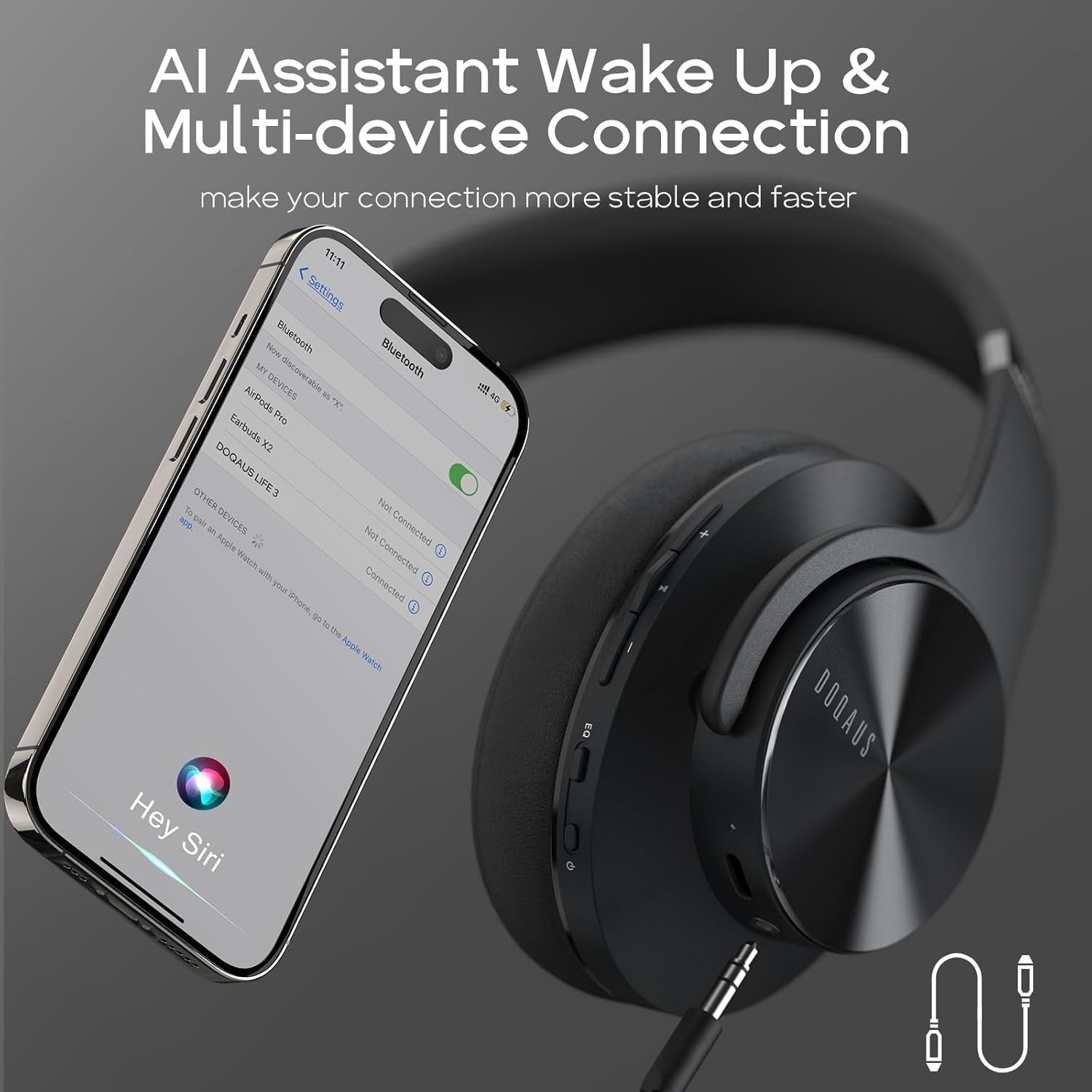 DOQAUS Bluetooth Headphones: 90H Playtime & HiFi Sound! - Image 5