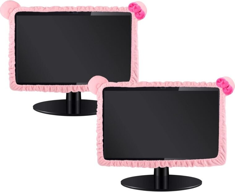 Adorable Cat Ear Monitor Cover Set – Kawaii Pink Decor! - Image 2