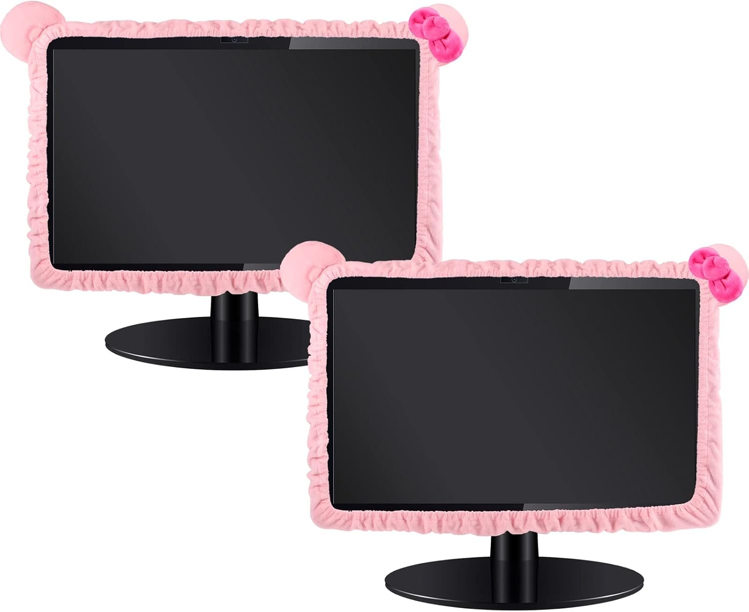 Adorable Cat Ear Monitor Cover Set – Kawaii Pink Decor! - Image 2