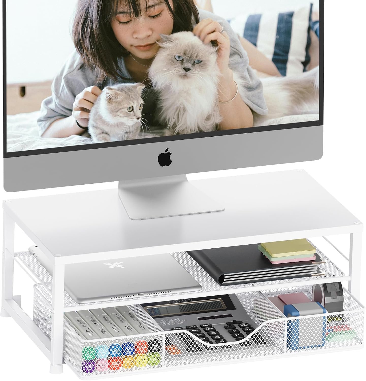Elevate Your Workspace: 2-Tier Desk Organizer & Monitor Stand - Image 2