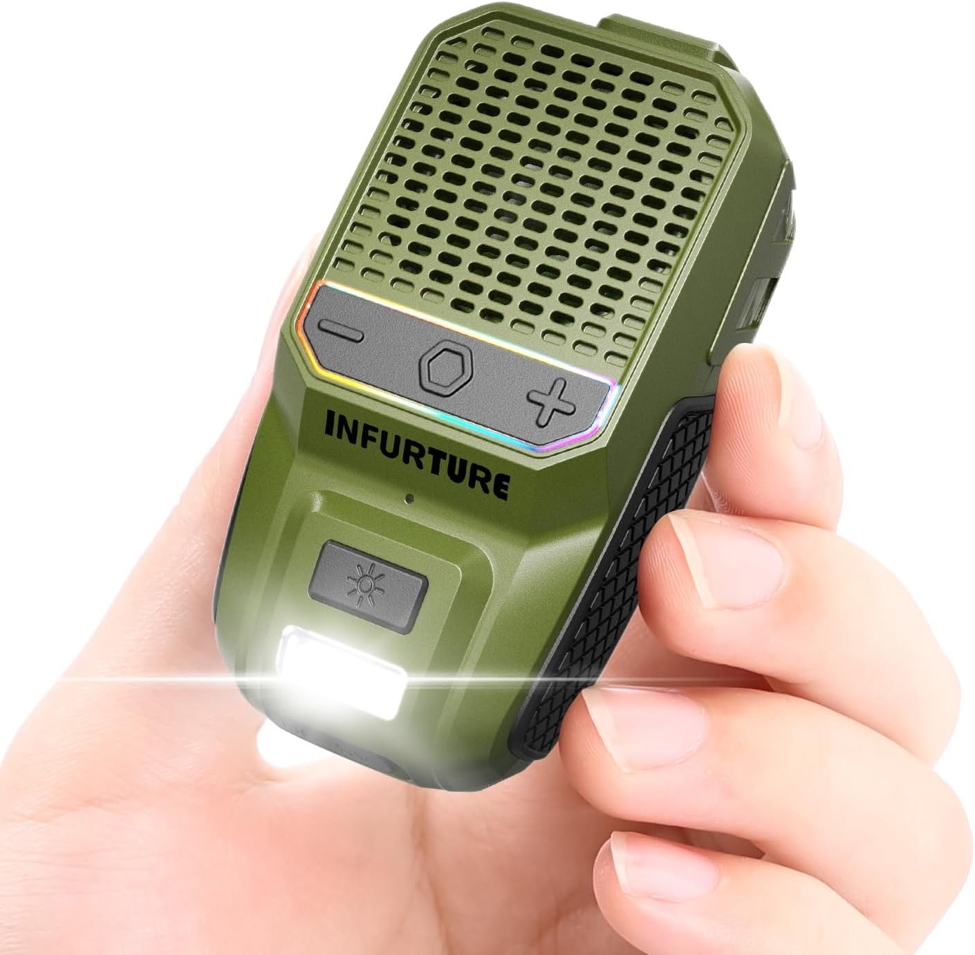INFURTURE Clip-On Bluetooth Speaker: RGB, Mic & Hands-Free Fun! - Image 2