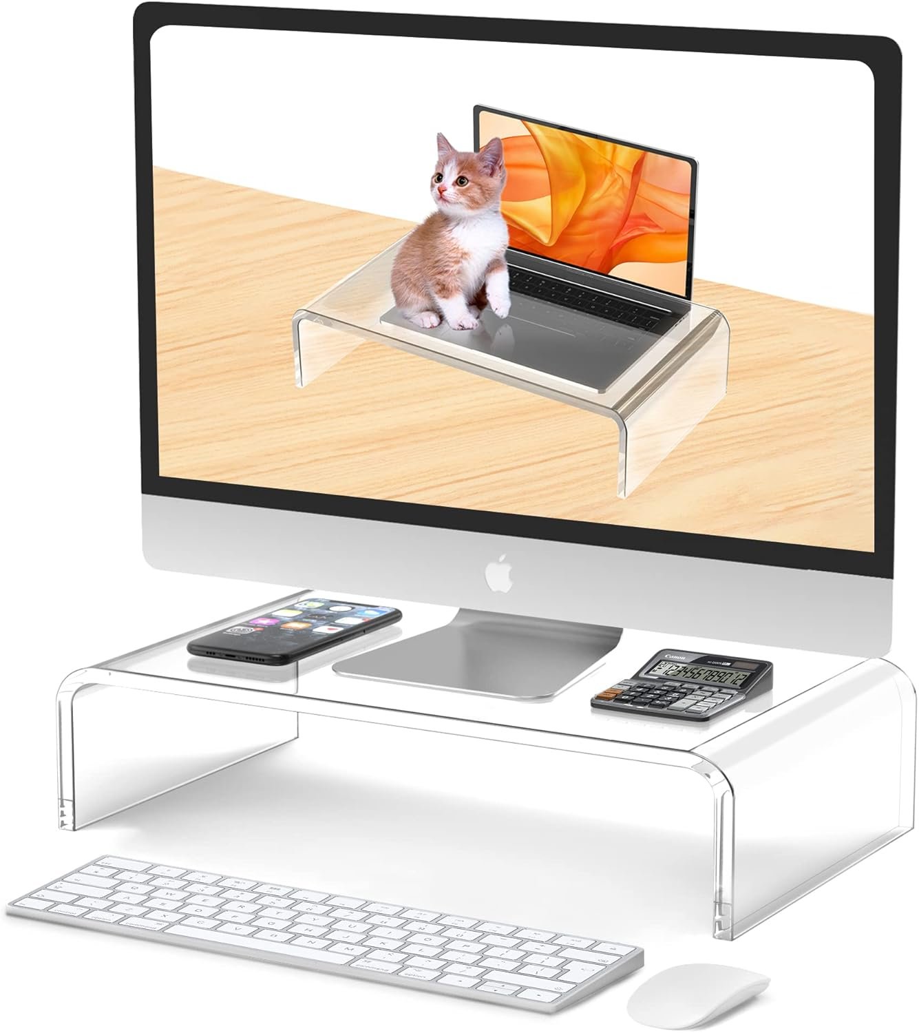 Stylish Acrylic Monitor Stand: Elevate Your Workspace Aesthetics! - Image 2