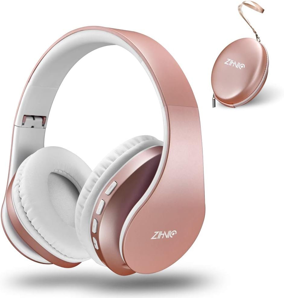 ZIHNIC Bluetooth Headphones: Wireless Comfort in Rose Gold! - Image 2