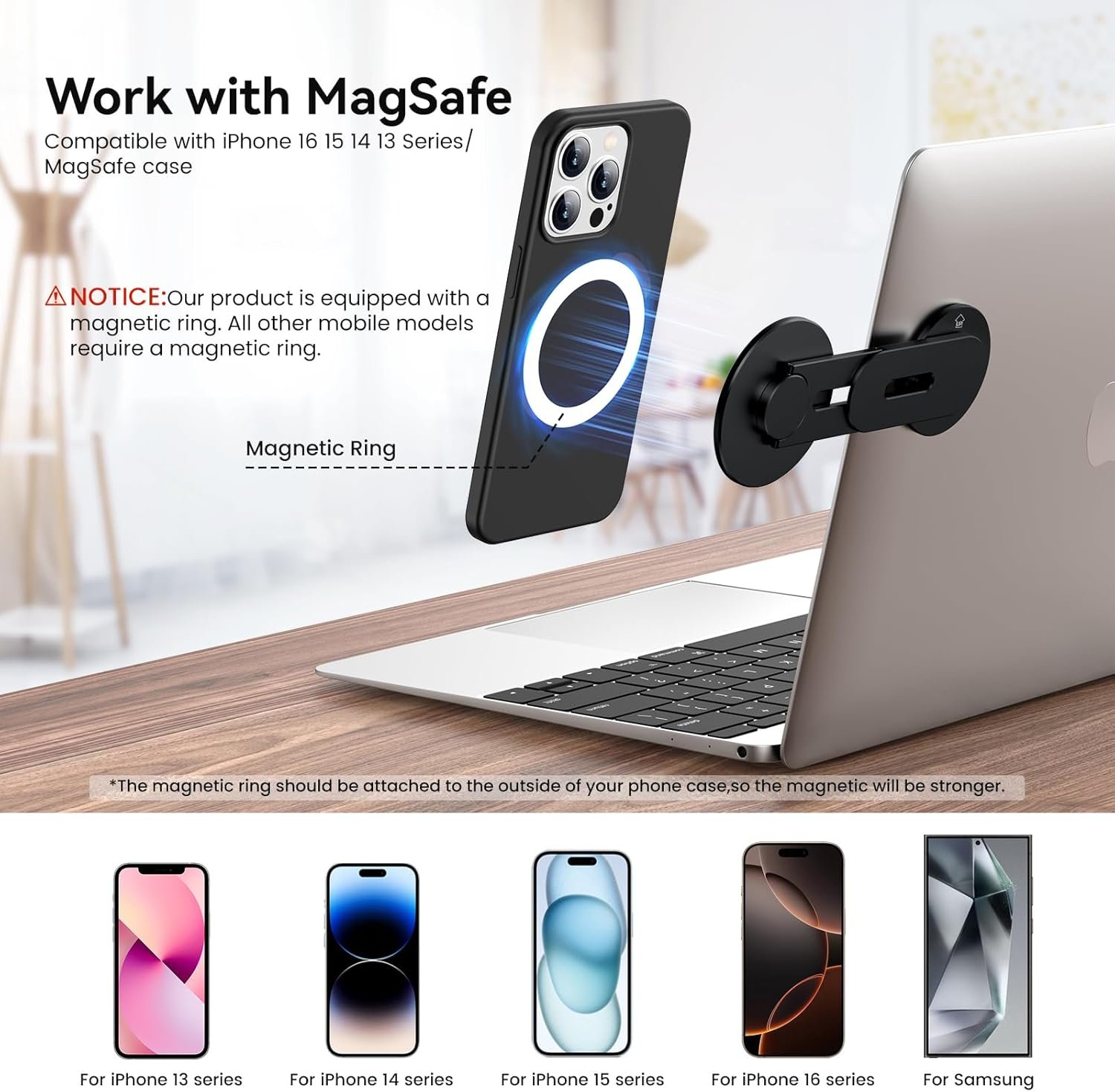 180° Adjustable Magnetic Phone Holder for Laptop & Tesla - Image 3