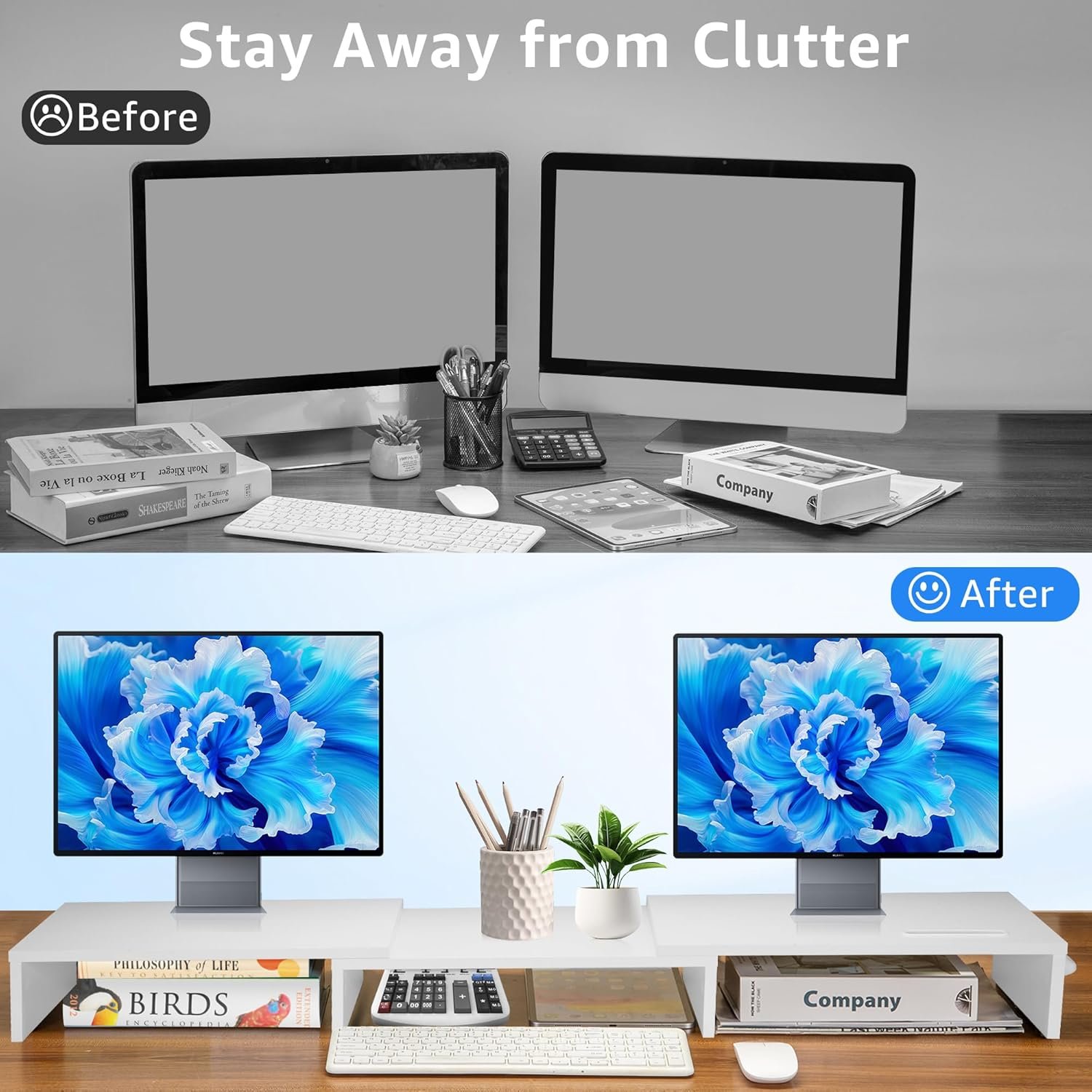 Revamp Your Workspace: Dual Monitor Stand Riser + Smartphone Holder - Image 3