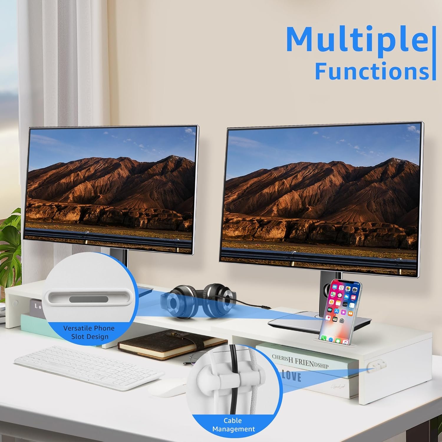 Revamp Your Workspace: Dual Monitor Stand Riser + Smartphone Holder - Image 7