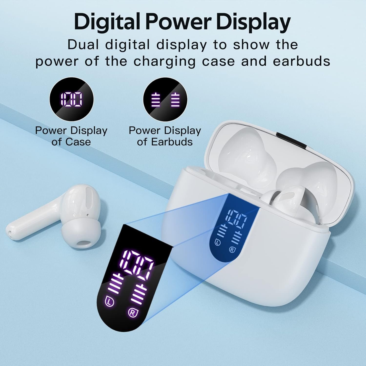 TAGRY True Wireless Earbuds: 60H Playback & LED Power Display! - Image 3