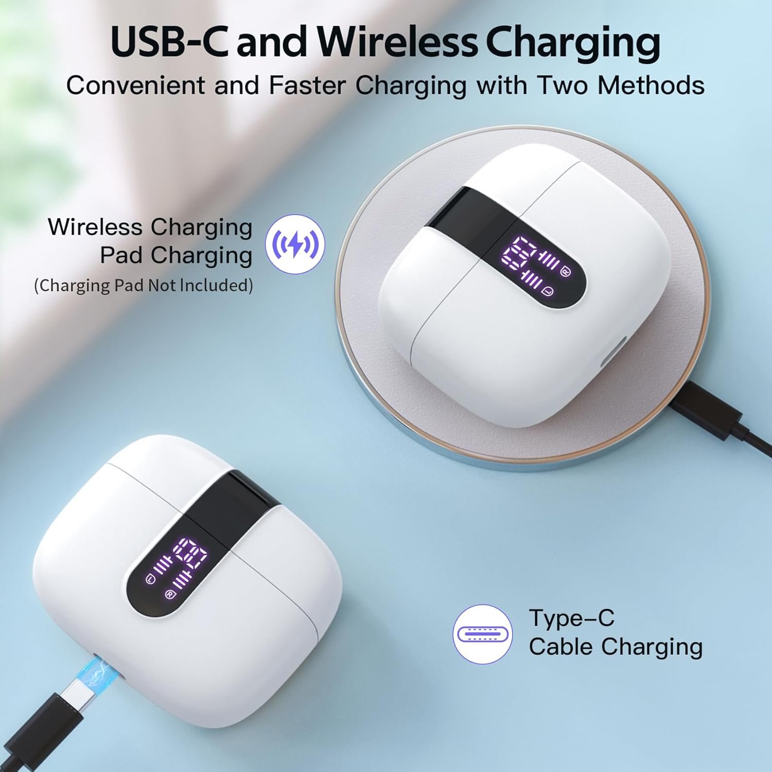 TAGRY True Wireless Earbuds: 60H Playback & LED Power Display! - Image 4