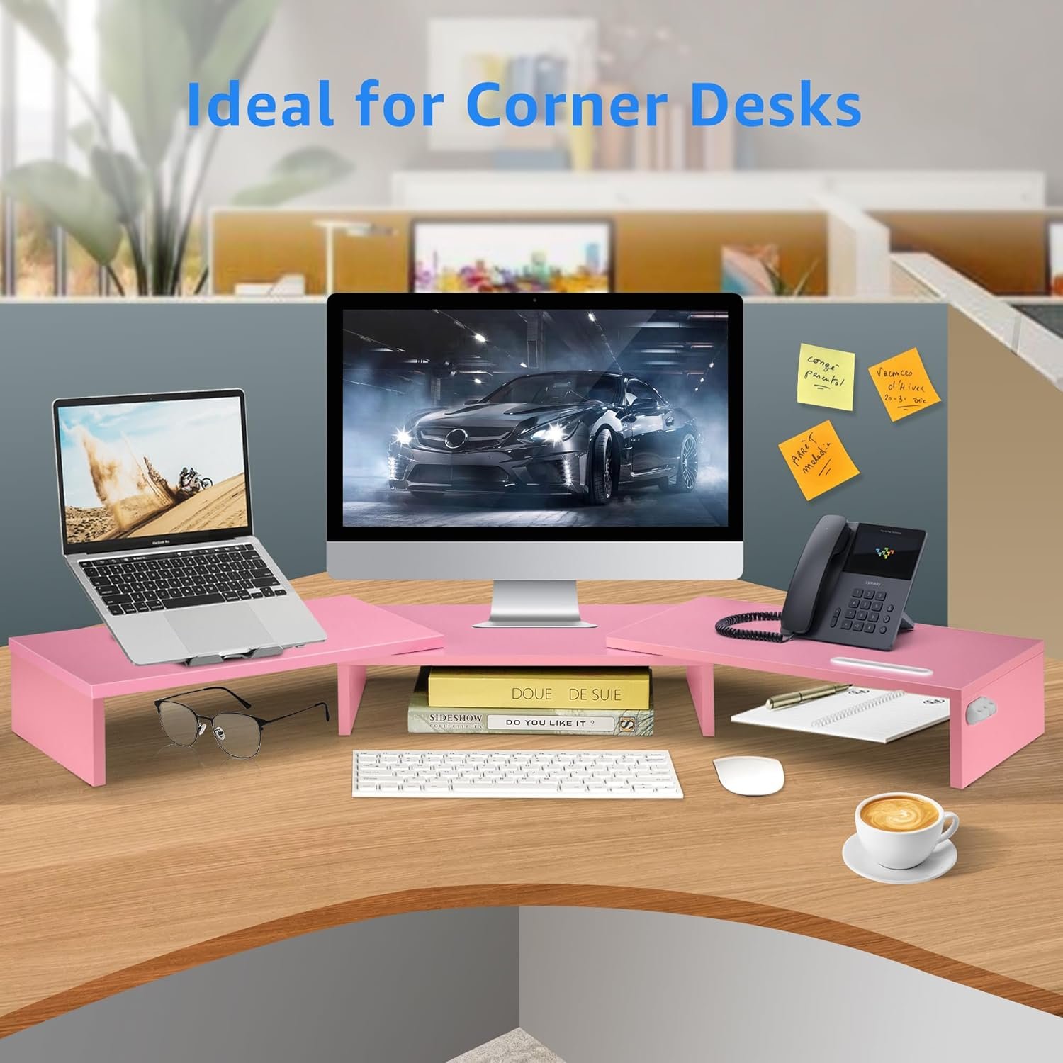 Stylish Dual Monitor Stand Riser: Adjustable & Swivel, Pink! - Image 8