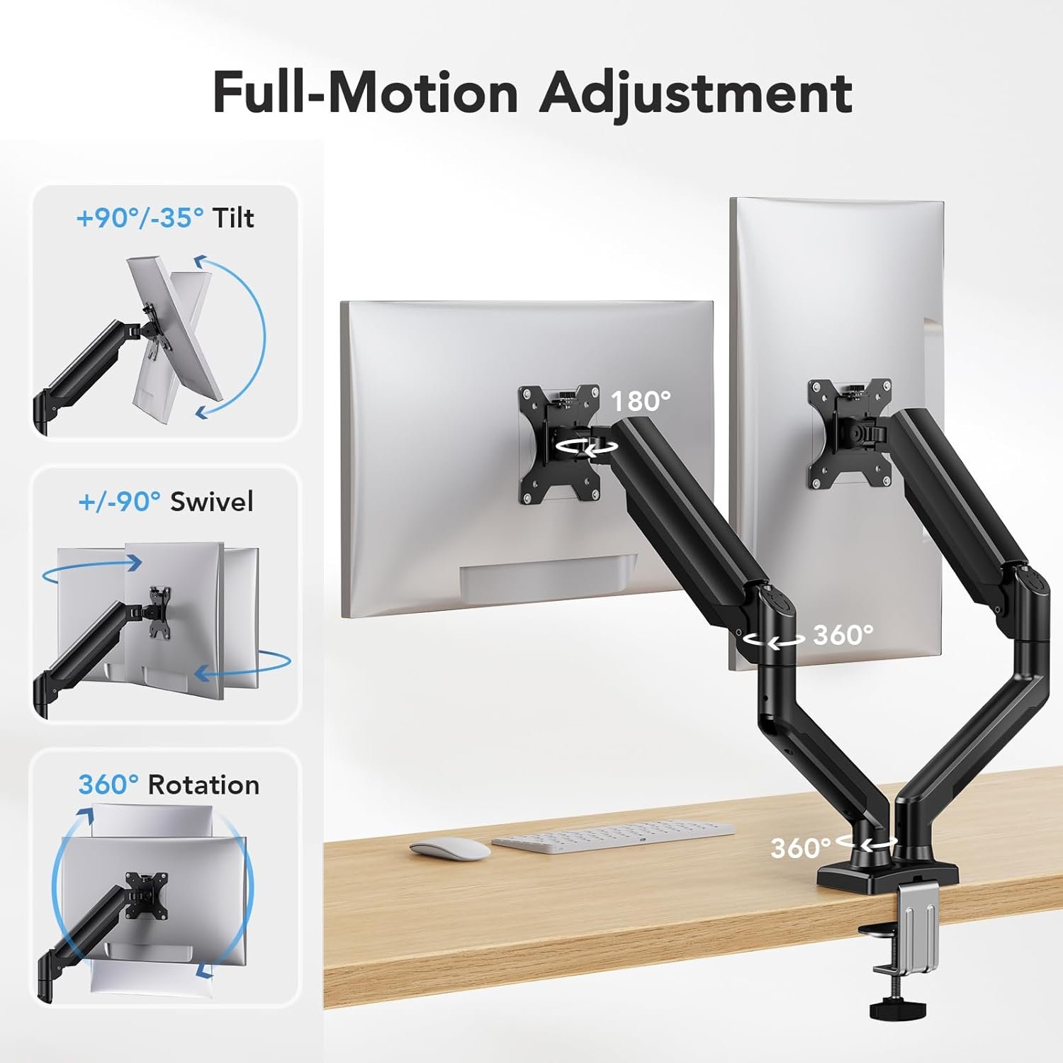 HUANUO Dual Monitor Mount: Adjustable & Versatile Stand! - Image 4