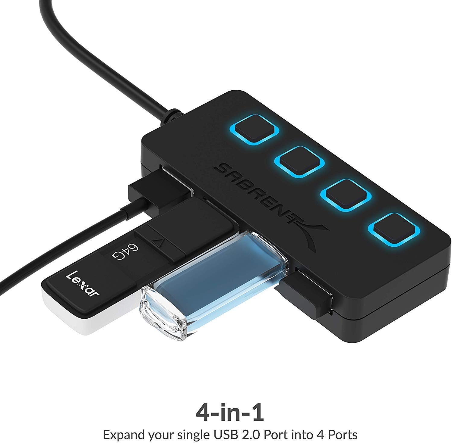 Maximize Connectivity: SABRENT 4-Port USB Hub with LED Switches! - Image 4