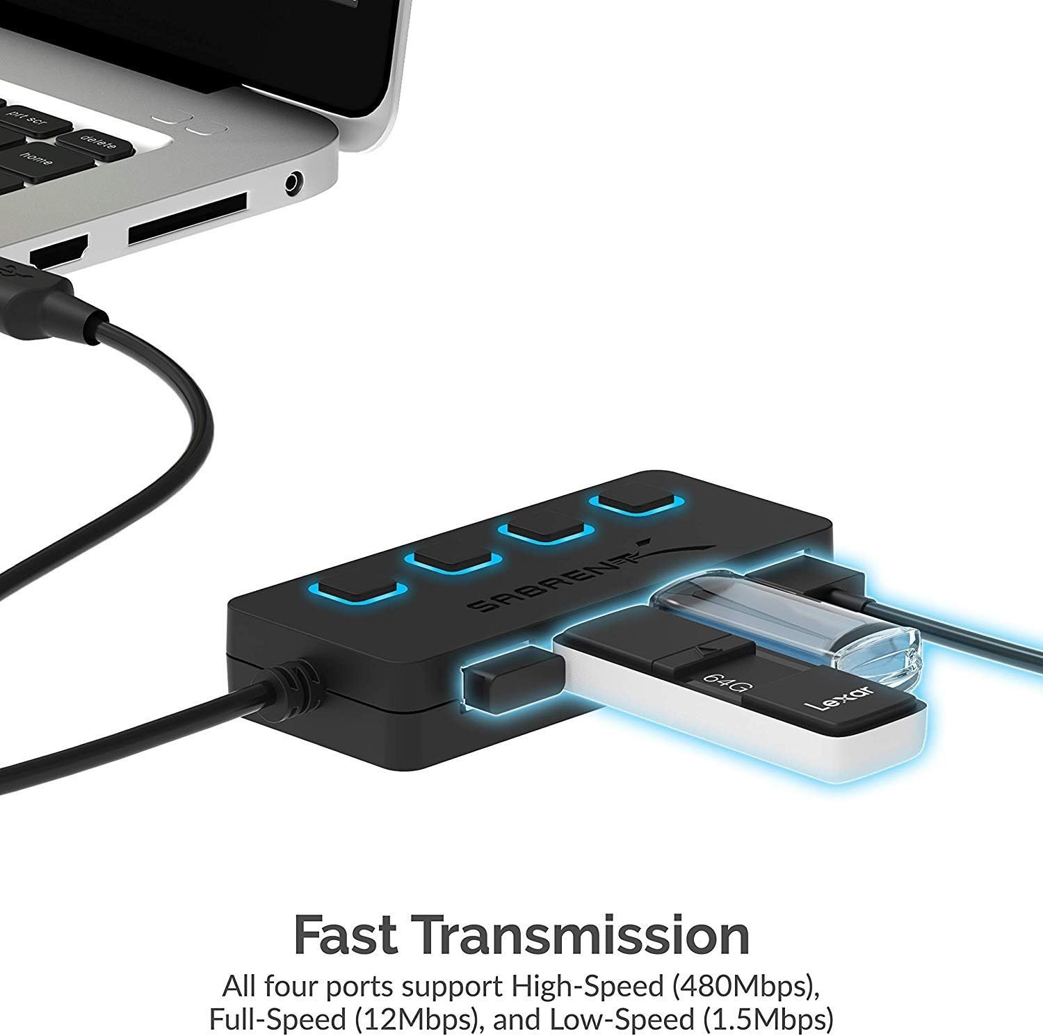 Maximize Connectivity: SABRENT 4-Port USB Hub with LED Switches! - Image 5