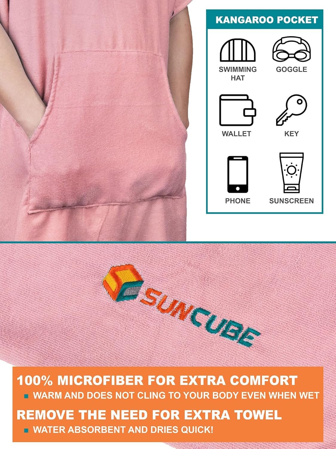 Stay Stylish & Dry: SUN CUBE Surf Poncho Changing Robe - Image 4