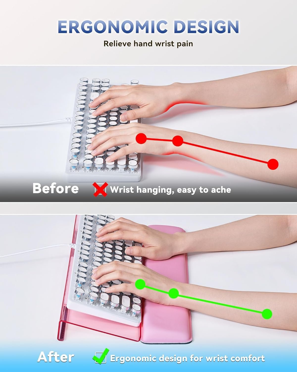 Cozy Pink Keyboard Wrist Rest: Comfort for Home & Office! - Image 4