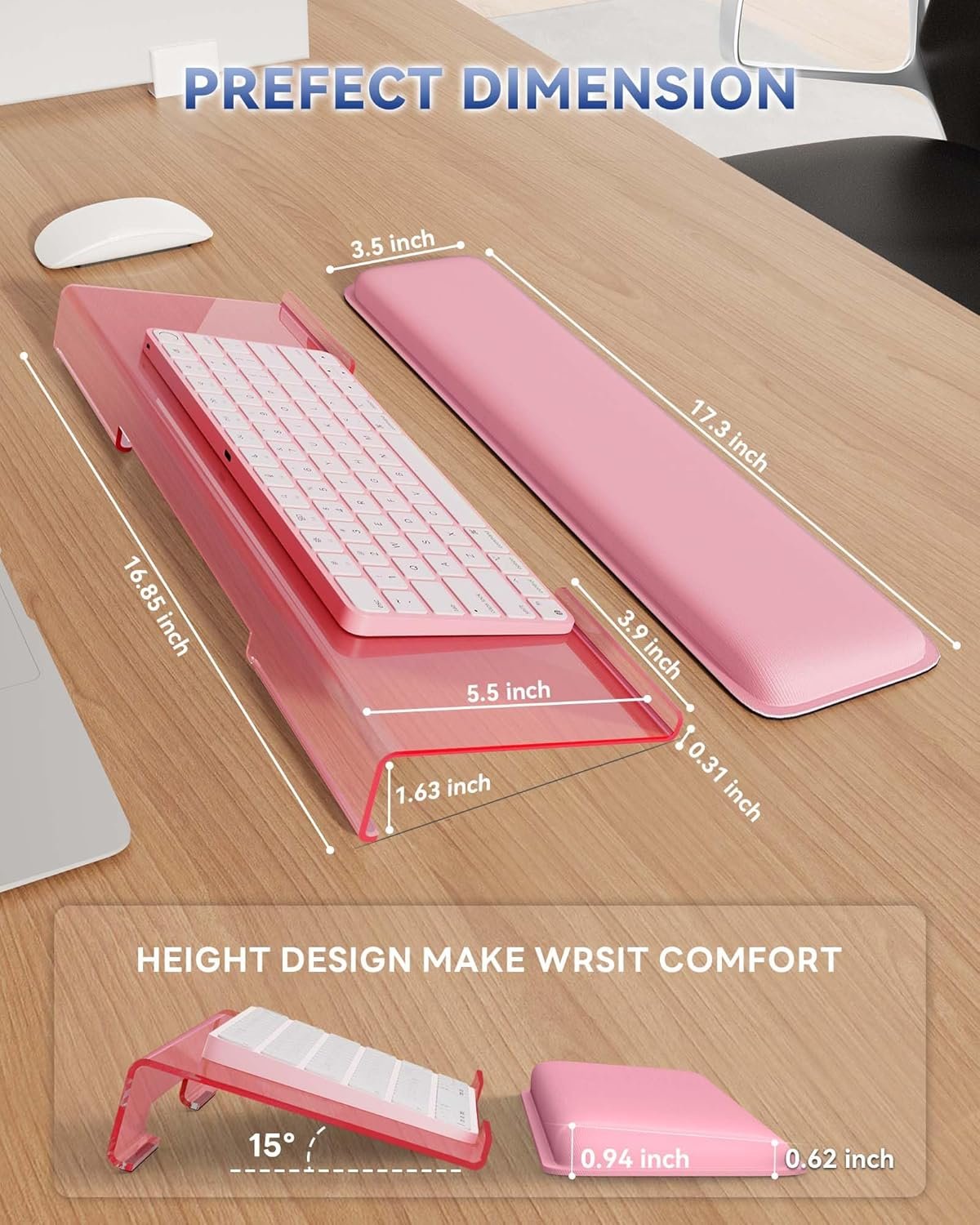 Cozy Pink Keyboard Wrist Rest: Comfort for Home & Office! - Image 7