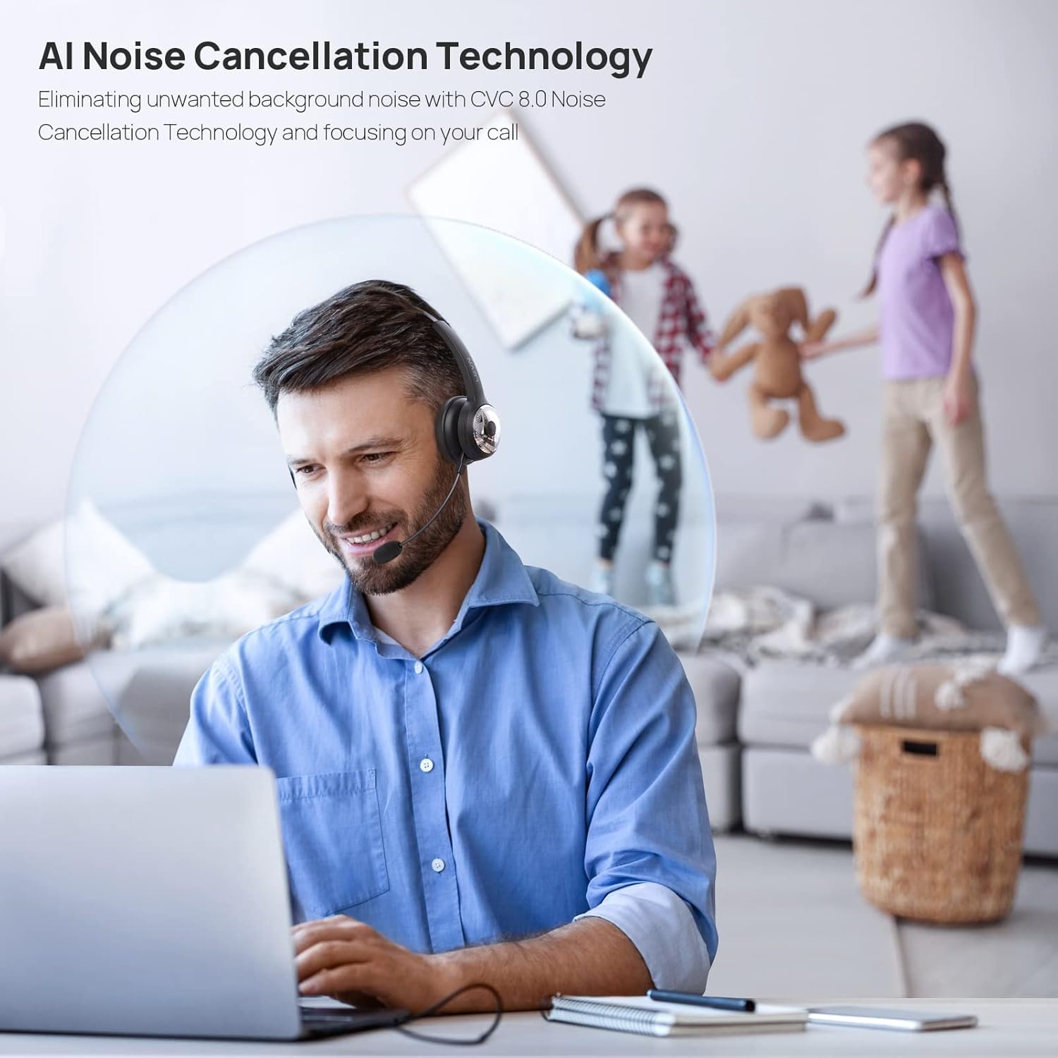 LEVN Bluetooth Headset: 60Hrs Talk, AI Noise Cancelling! - Image 3