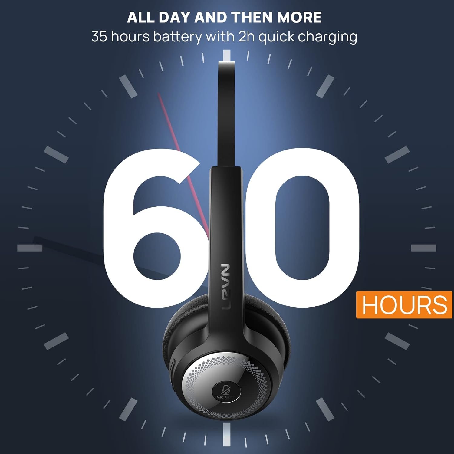 LEVN Bluetooth Headset: 60Hrs Talk, AI Noise Cancelling! - Image 6