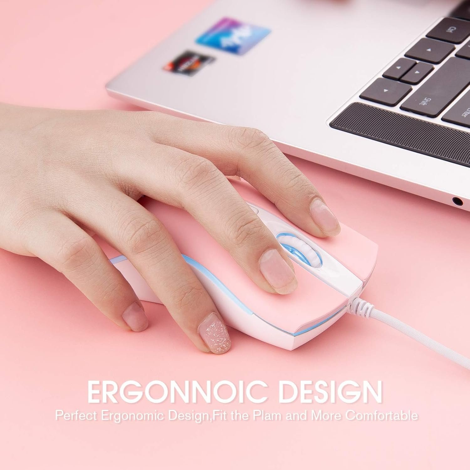 Vibrant Rii USB RGB Wired Mouse for PC & Laptop – Pink Fun! - Image 5