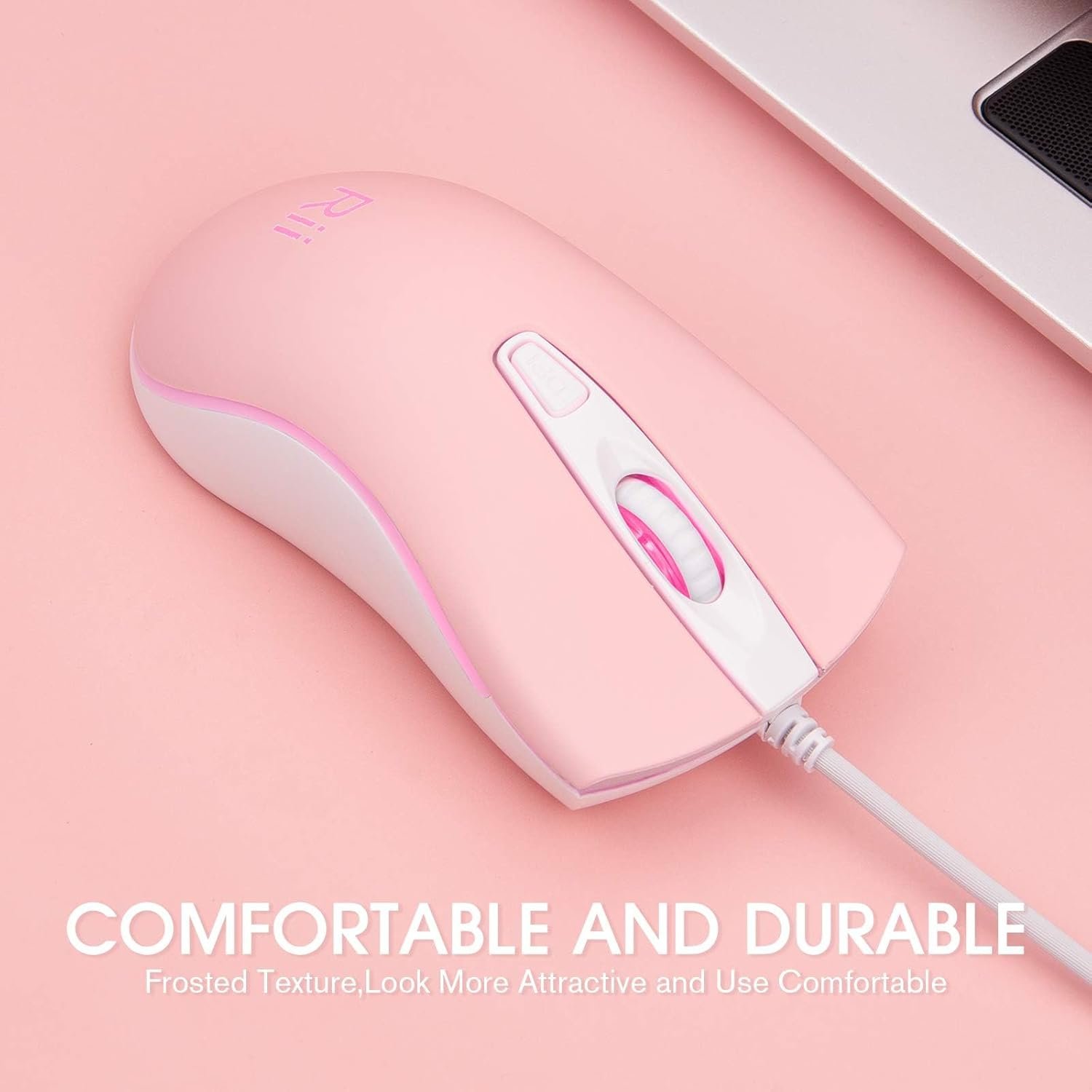 Vibrant Rii USB RGB Wired Mouse for PC & Laptop – Pink Fun! - Image 6