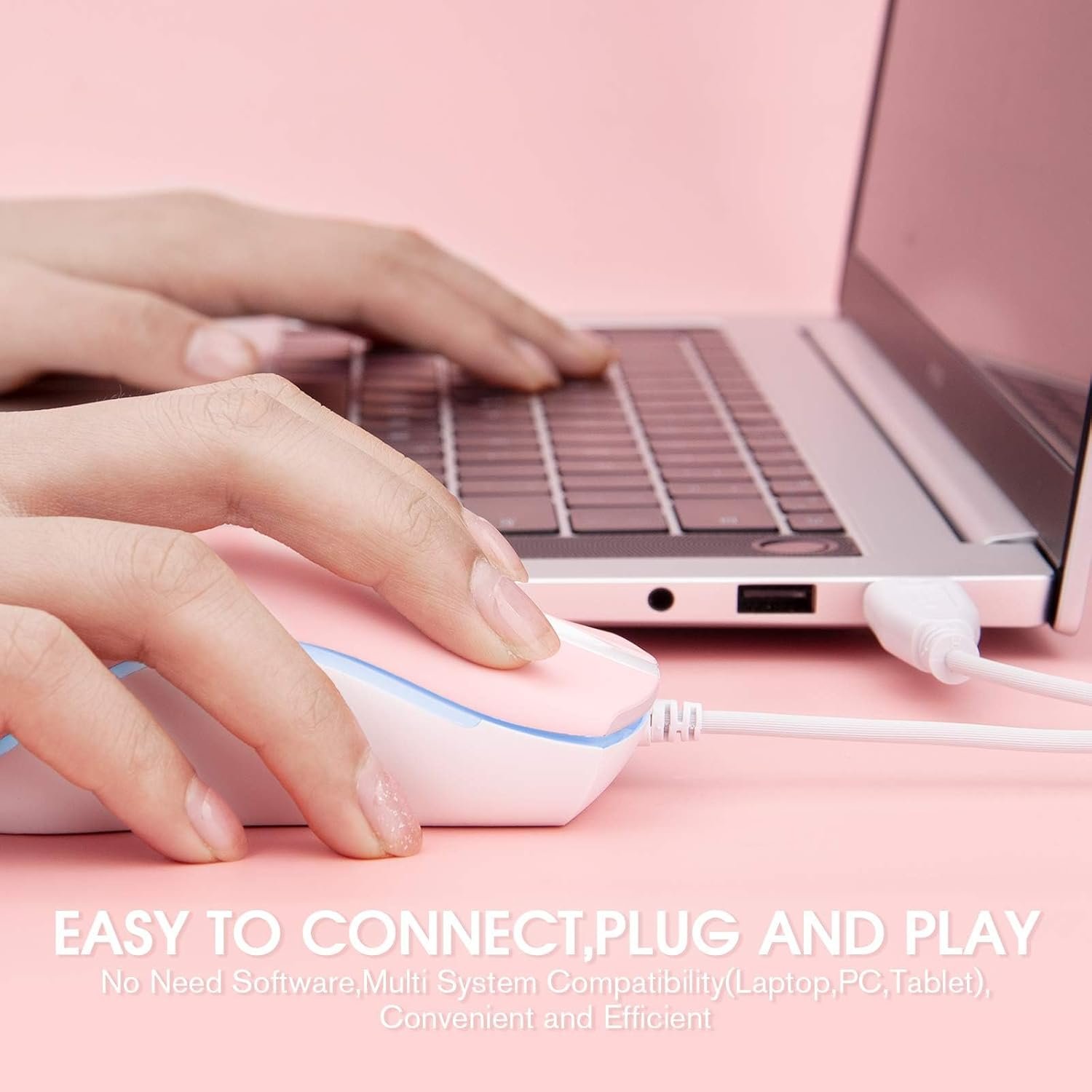 Vibrant Rii USB RGB Wired Mouse for PC & Laptop – Pink Fun! - Image 7