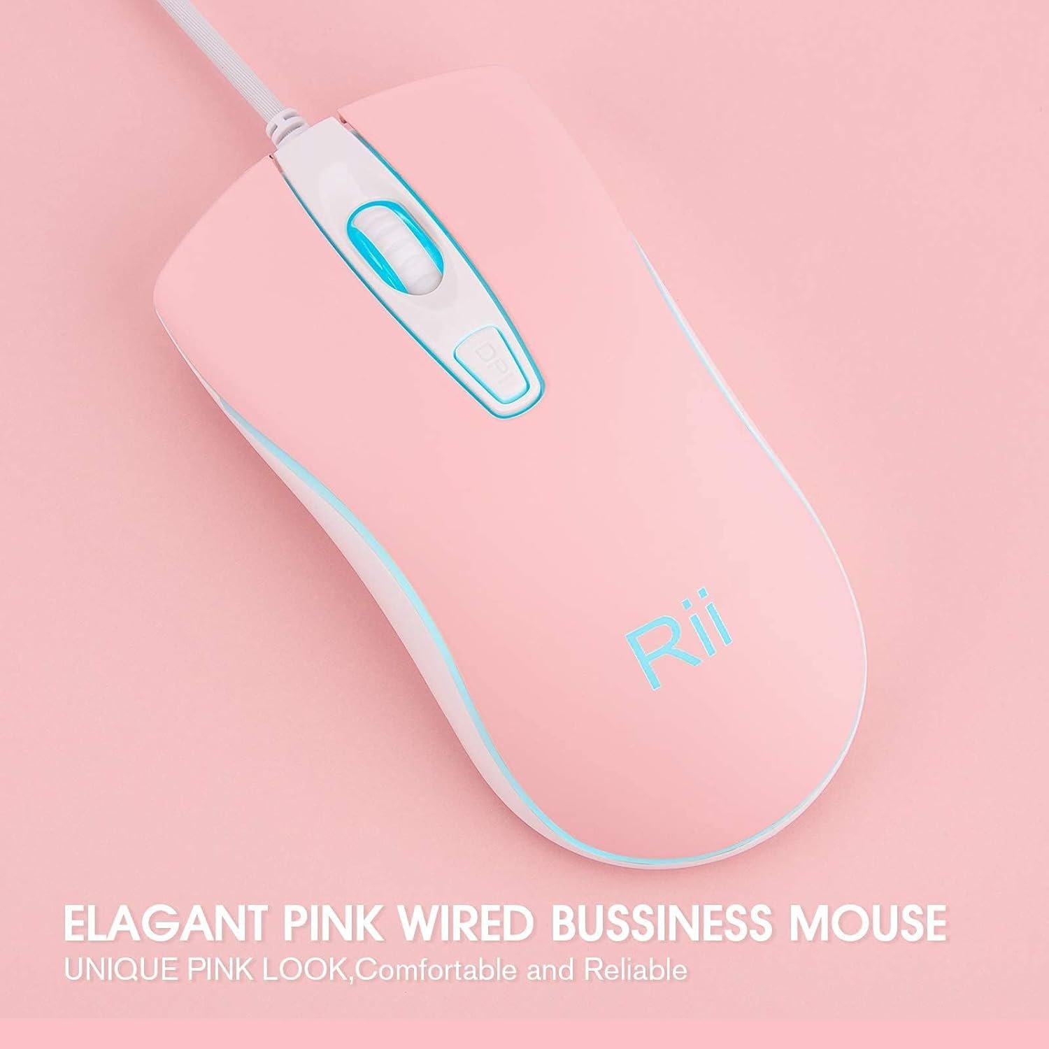 Vibrant Rii USB RGB Wired Mouse for PC & Laptop – Pink Fun! - Image 8