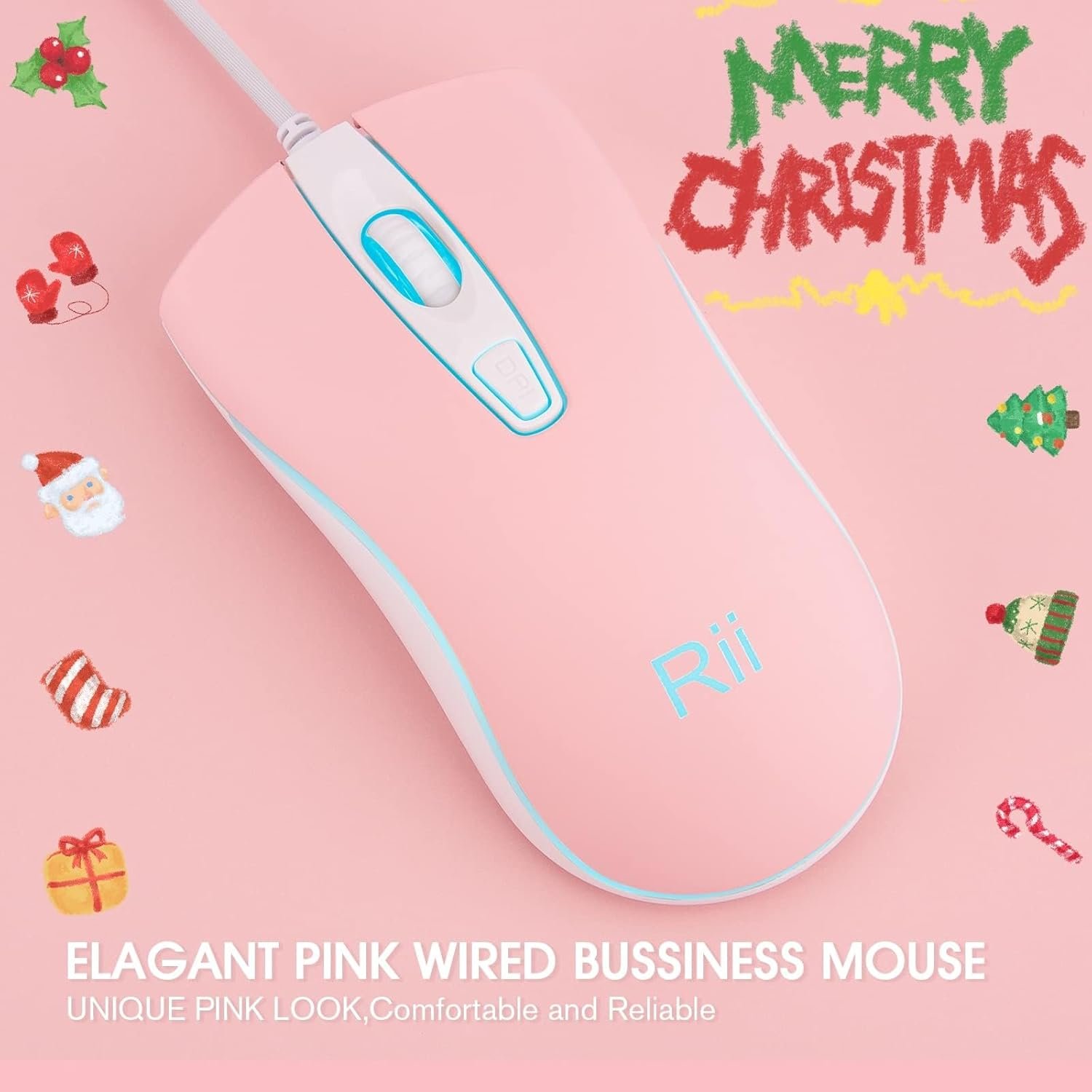 Vibrant Rii USB RGB Wired Mouse for PC & Laptop – Pink Fun! - Image 9