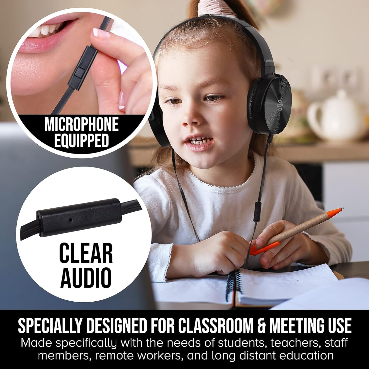 Premium Classroom Headphone & Mic Set: Perfect for E-Learning! - Image 3