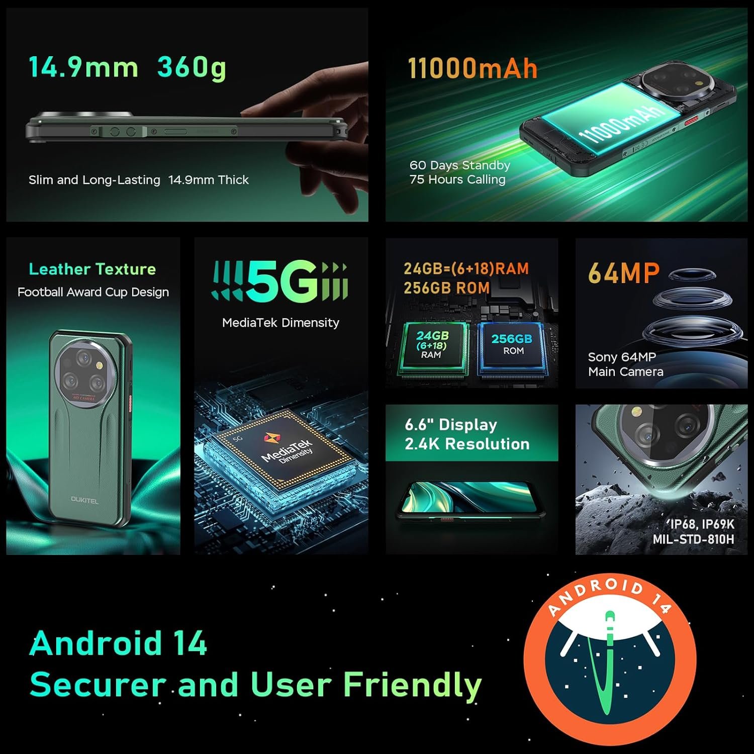 OUKITEL WP39: Ultimate 5G Rugged Phone with 11000mAh Battery! - Image 9