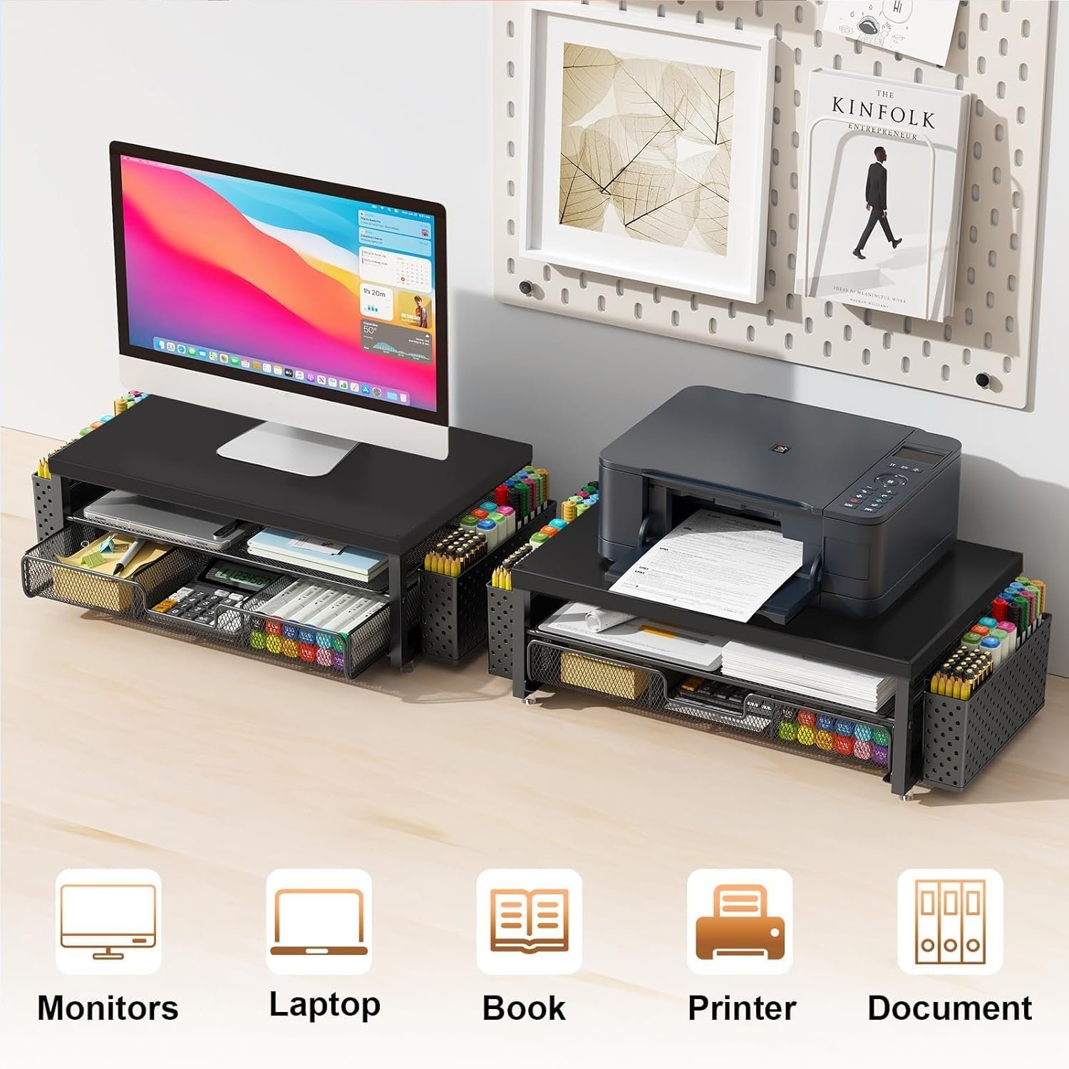 Maximize Desk Space: Gianotter Wood Monitor Stand & Organizer! - Image 8