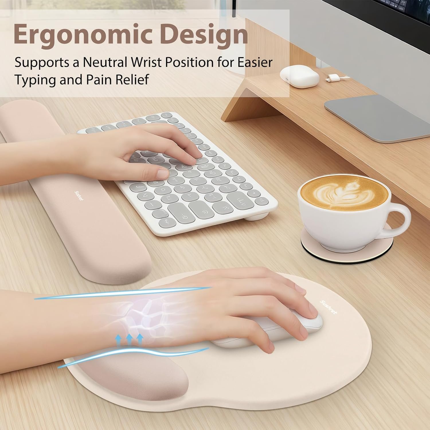 Apricot Ergonomic Mouse Pad & Wrist Rest: Comfort & Style! - Image 3