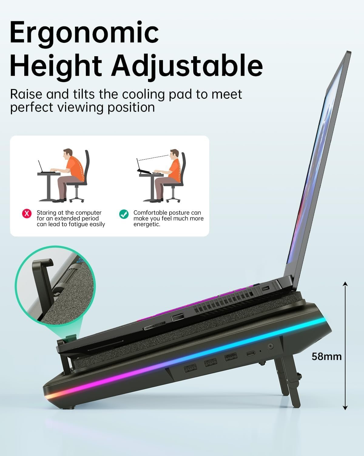 Boost Your Game: Llano V12 RGB Laptop Cooler with Turbo Fan! - Image 5