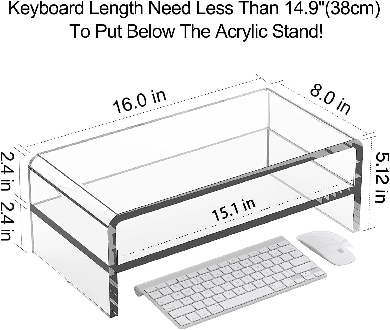 Clear Acrylic Monitor Stand Riser: 2-Tier Desk Organizer! - Image 3