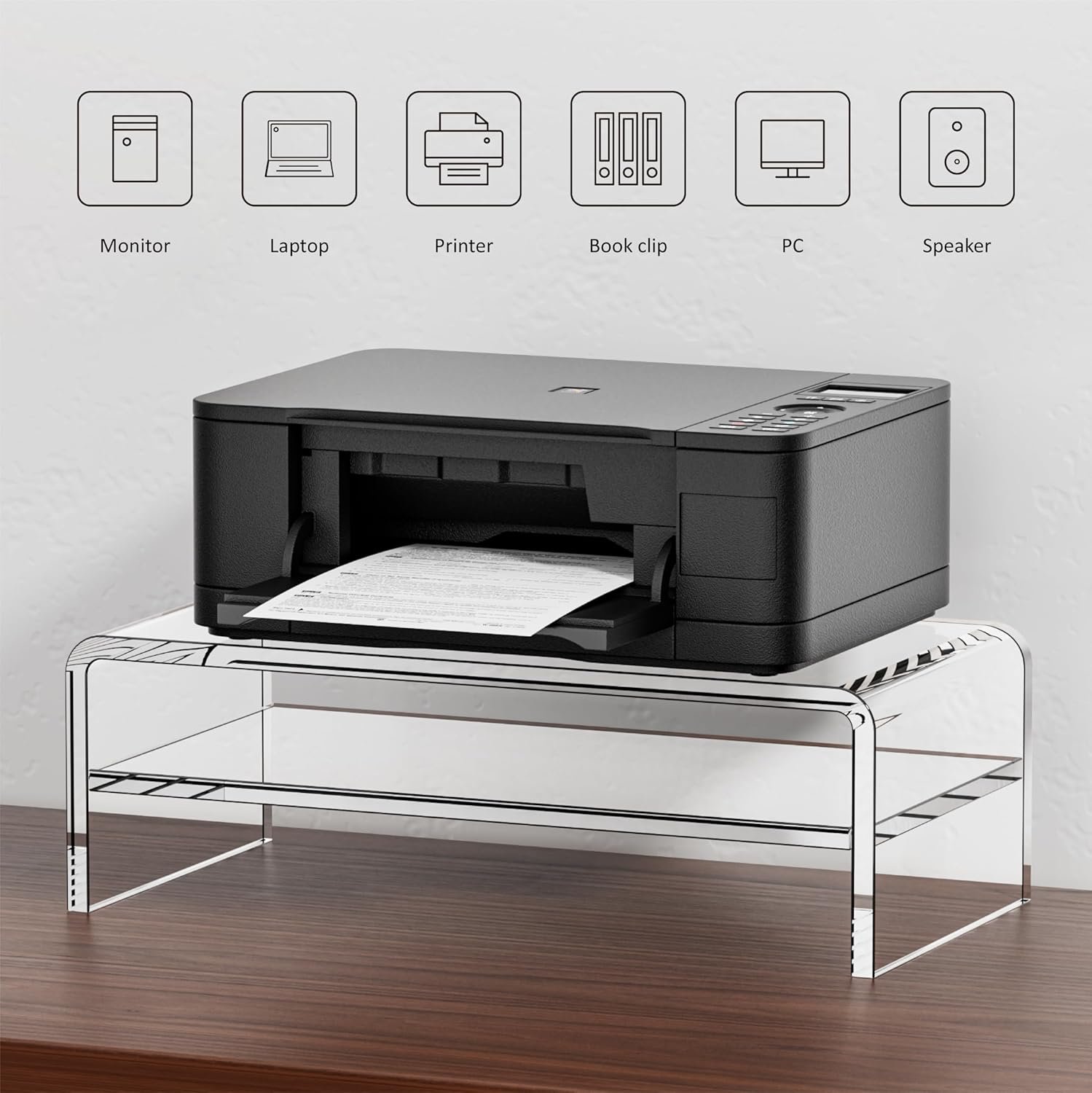 Clear Acrylic Monitor Stand Riser: 2-Tier Desk Organizer! - Image 6