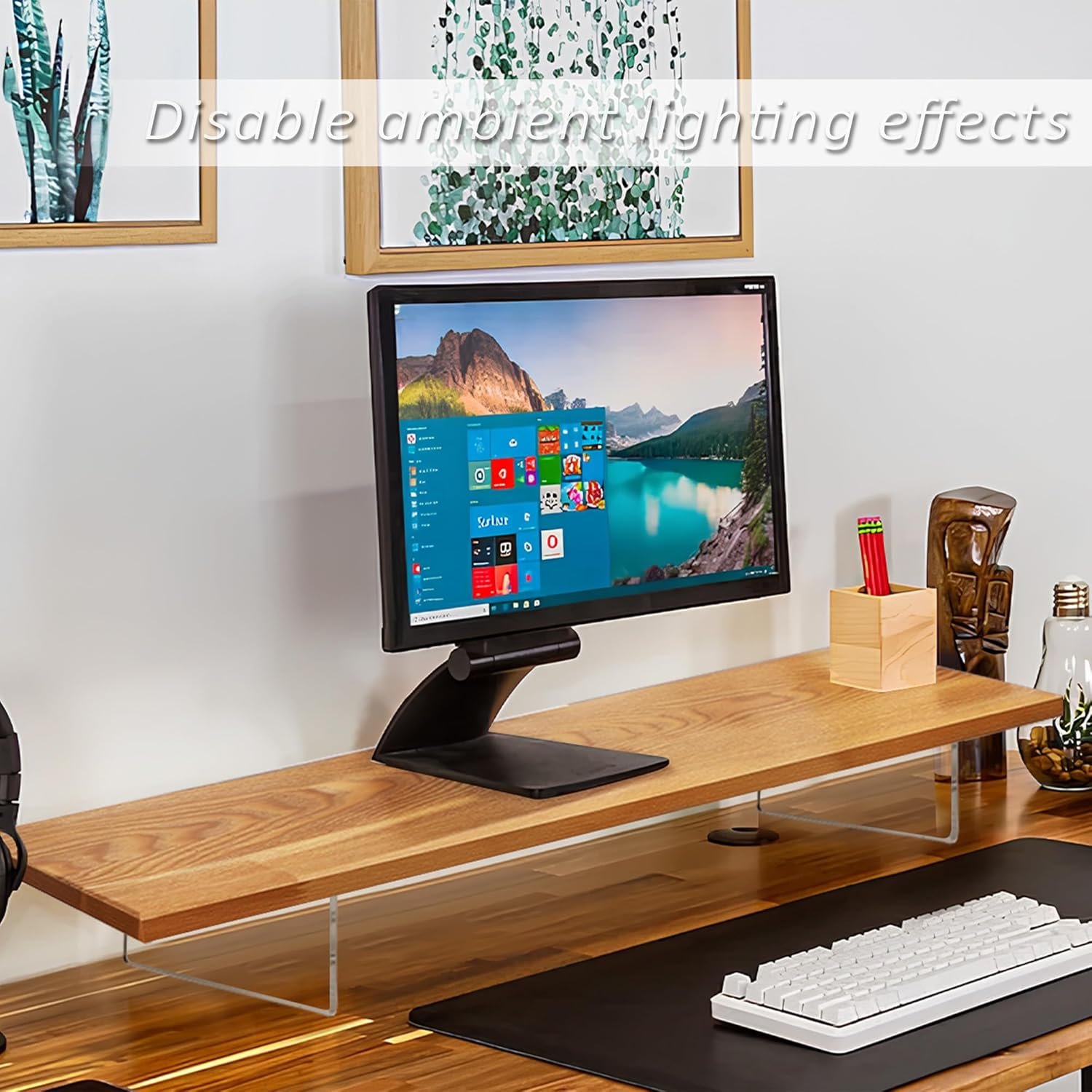 Elevate Your Space: LED Wood & Acrylic Monitor Stand Riser - Image 4