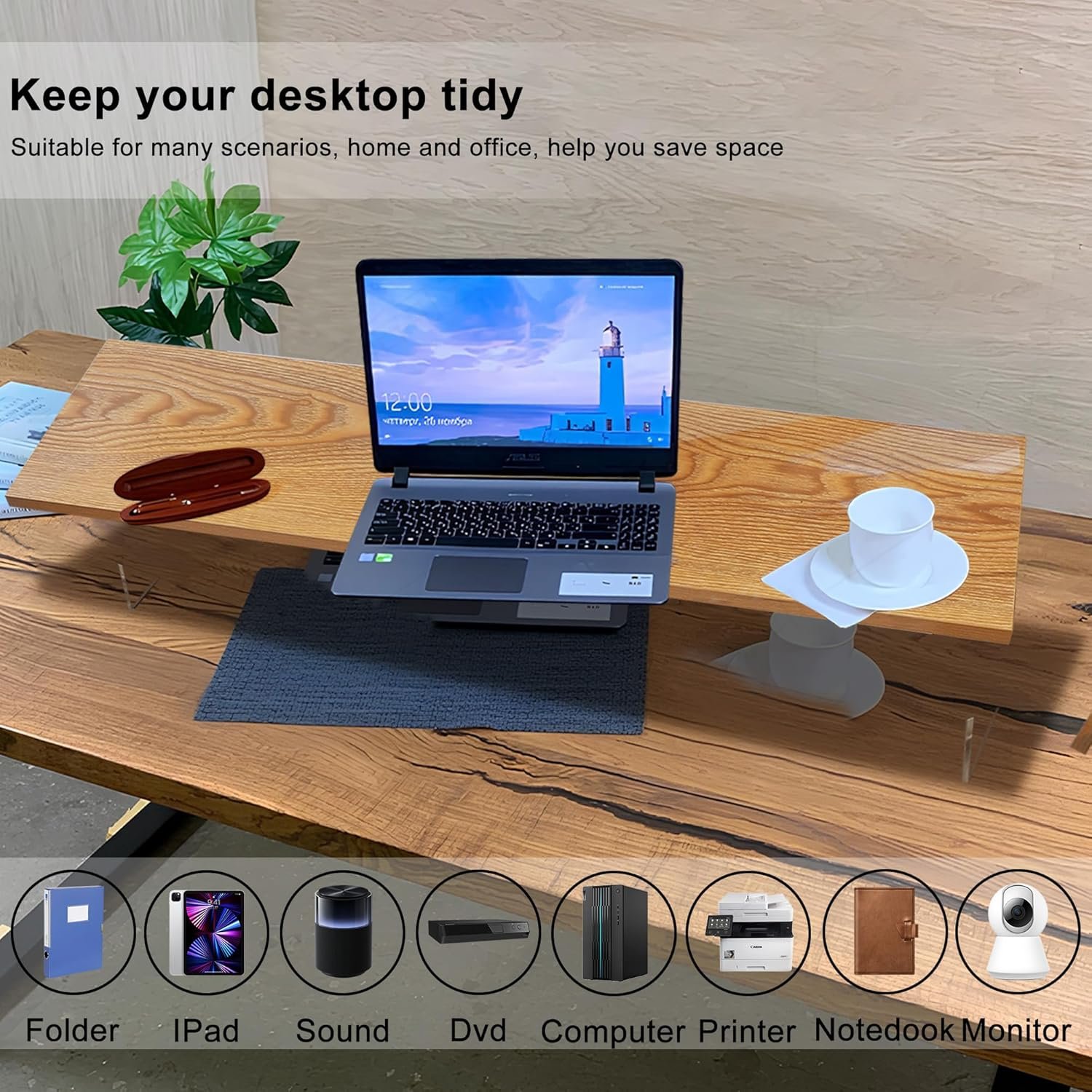 Elevate Your Space: LED Wood & Acrylic Monitor Stand Riser - Image 5