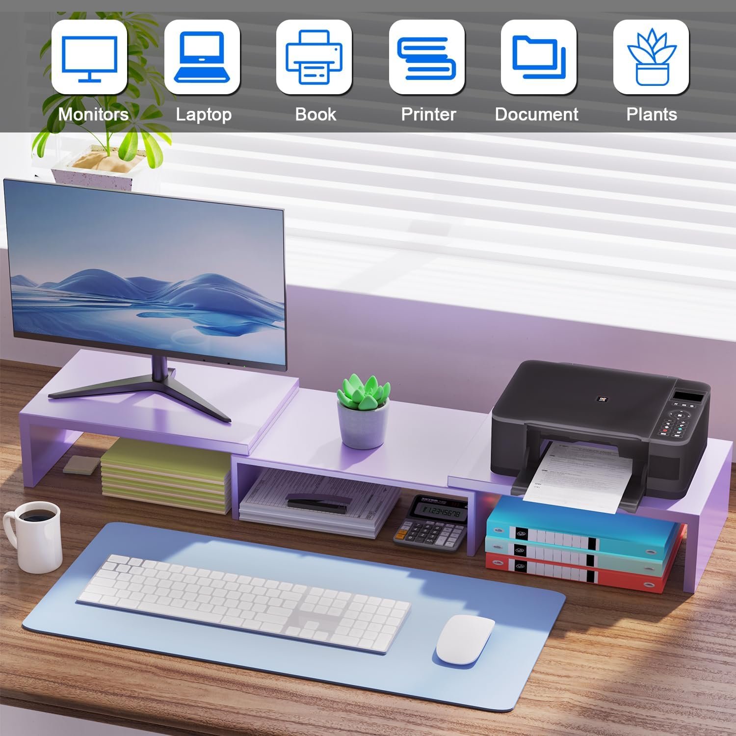 Stylish Purple Dual Monitor Stand: Elevate Your Desk Space! - Image 4