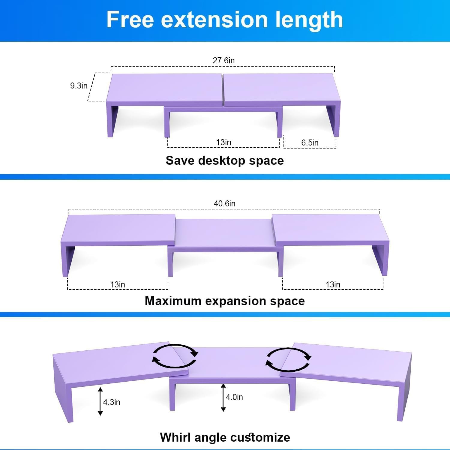 Stylish Purple Dual Monitor Stand: Elevate Your Desk Space! - Image 5