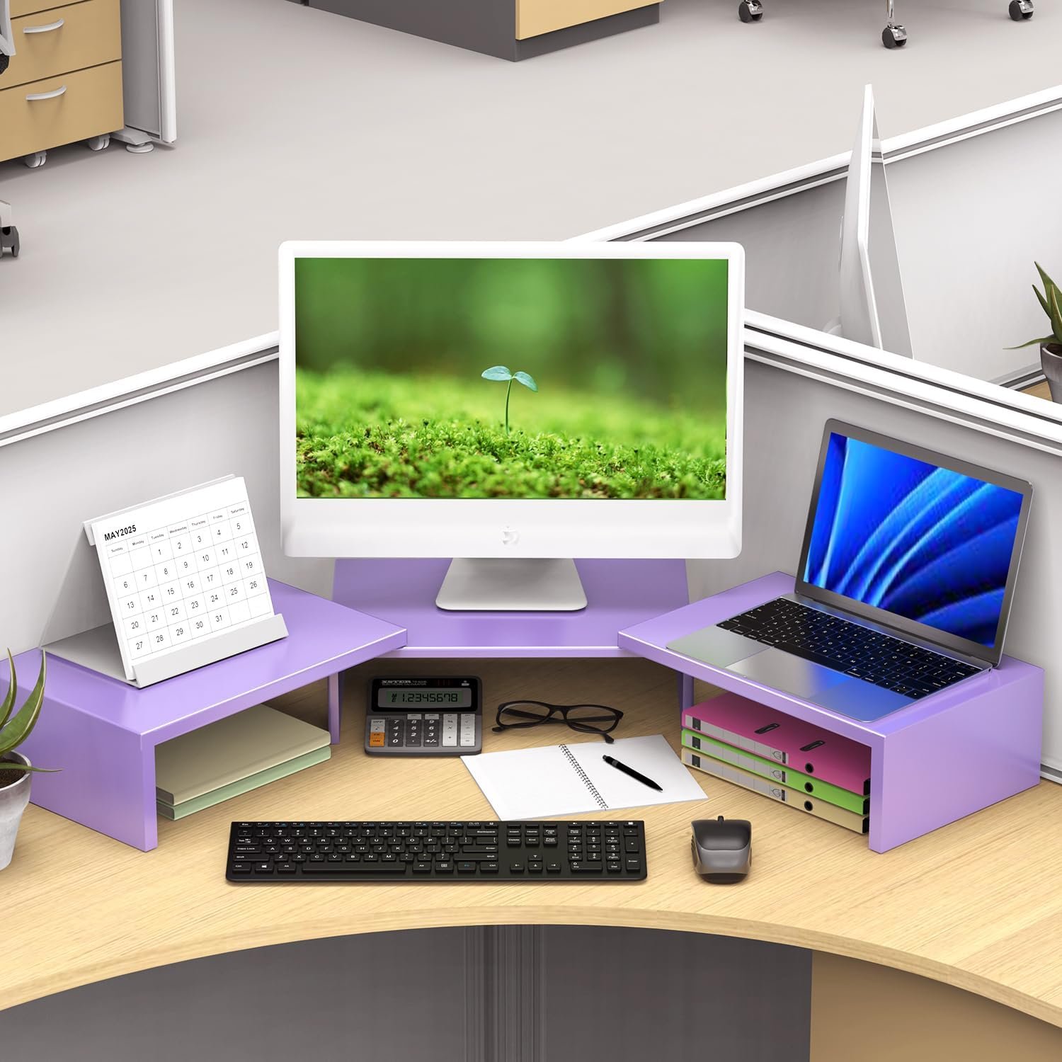 Stylish Purple Dual Monitor Stand: Elevate Your Desk Space! - Image 6