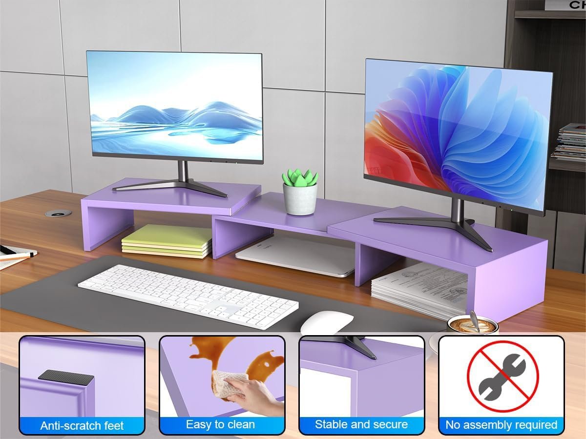 Stylish Purple Dual Monitor Stand: Elevate Your Desk Space! - Image 7