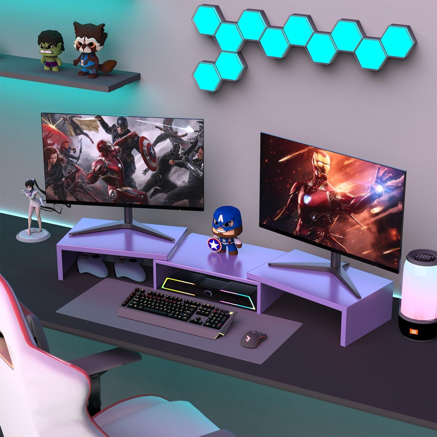 Stylish Purple Dual Monitor Stand: Elevate Your Desk Space! - Image 8