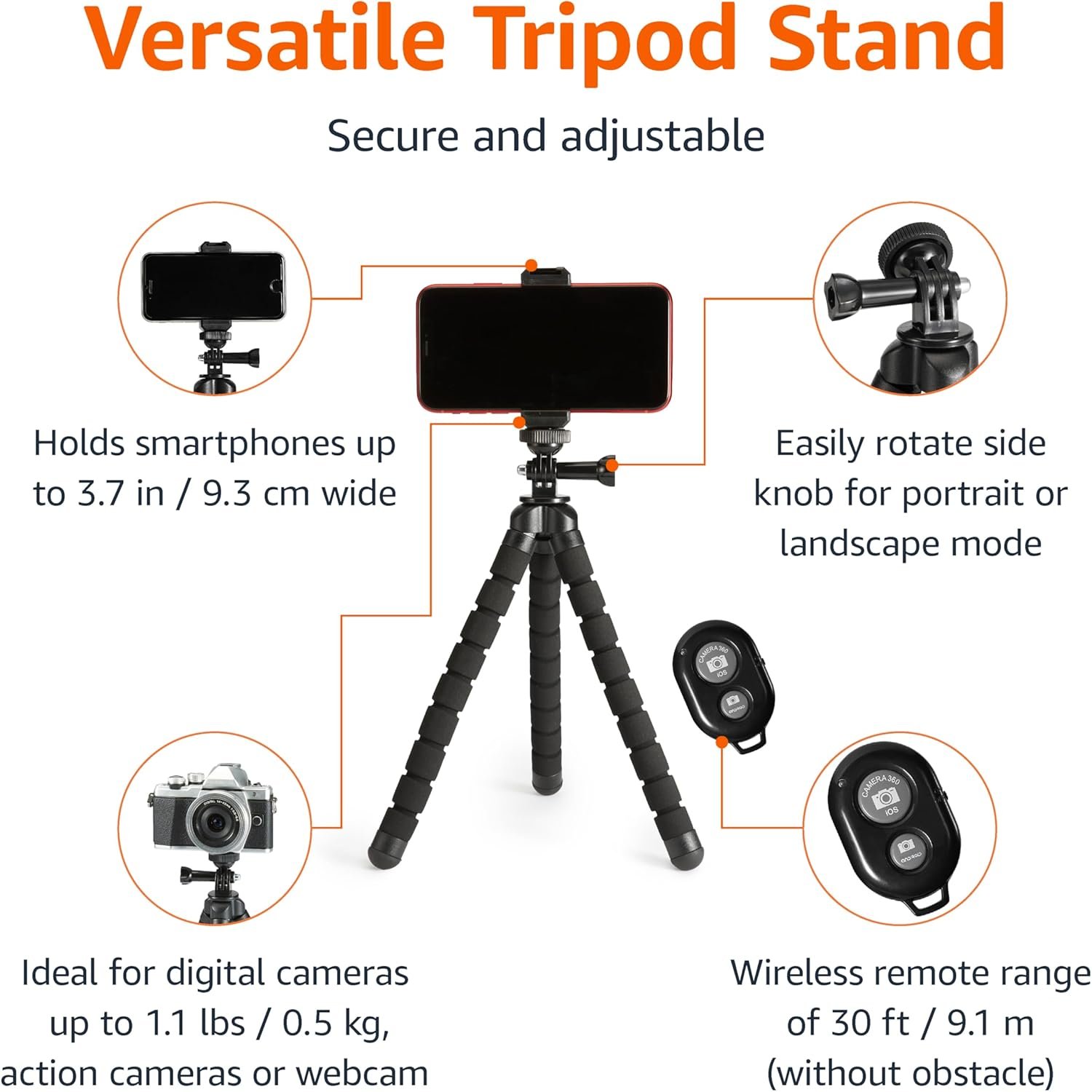 Capture Perfect Shots: Amazon Basics 10" Tripod with Remote! - Image 3