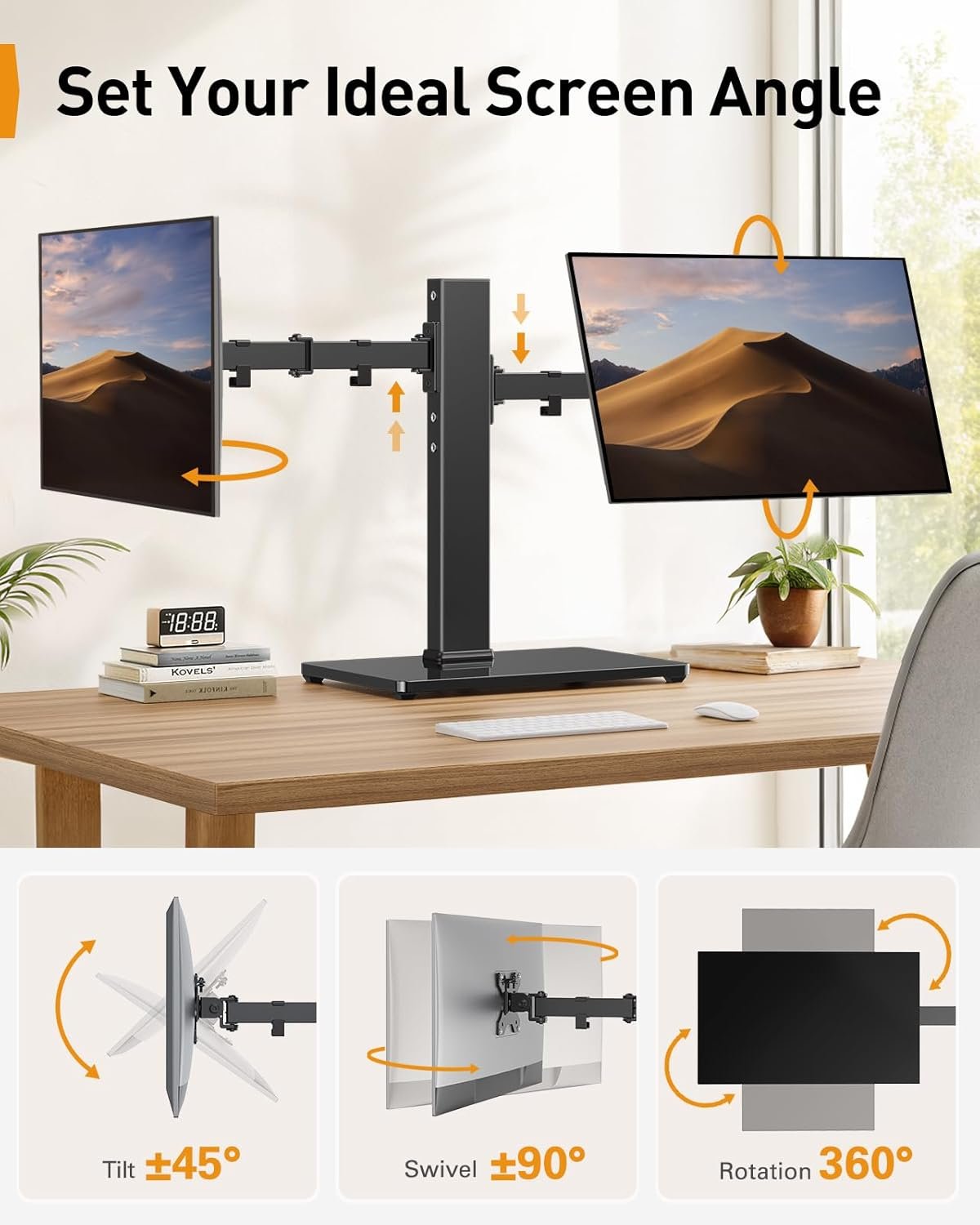 Maximize Space: Perlegear Dual Monitor Stand with Power Strip - Image 6