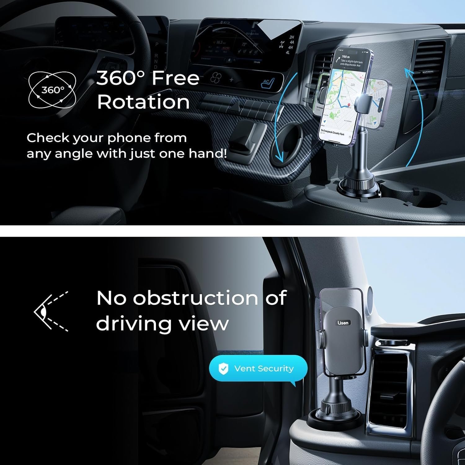 Secure Your Drive: LISEN No-Shake 360° Phone Holder! - Image 7