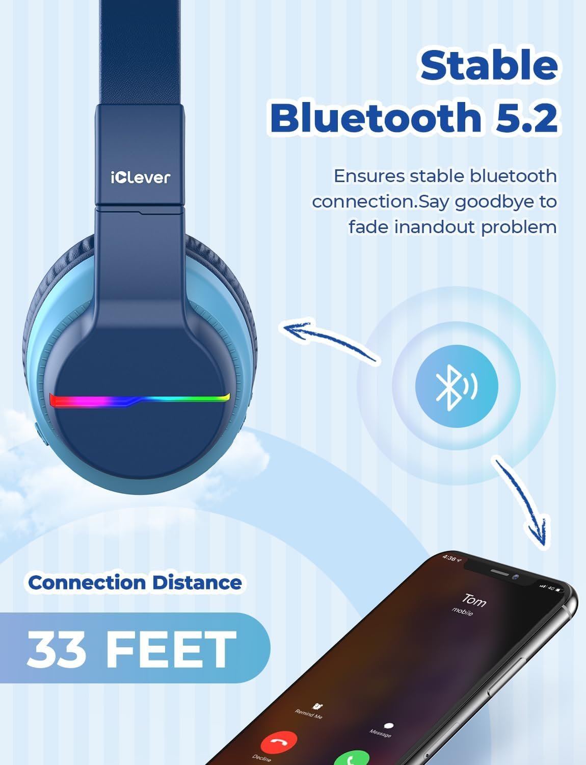 iClever BTH12 Kids Bluetooth Headphones: Fun, Safe & Stylish! - Image 6