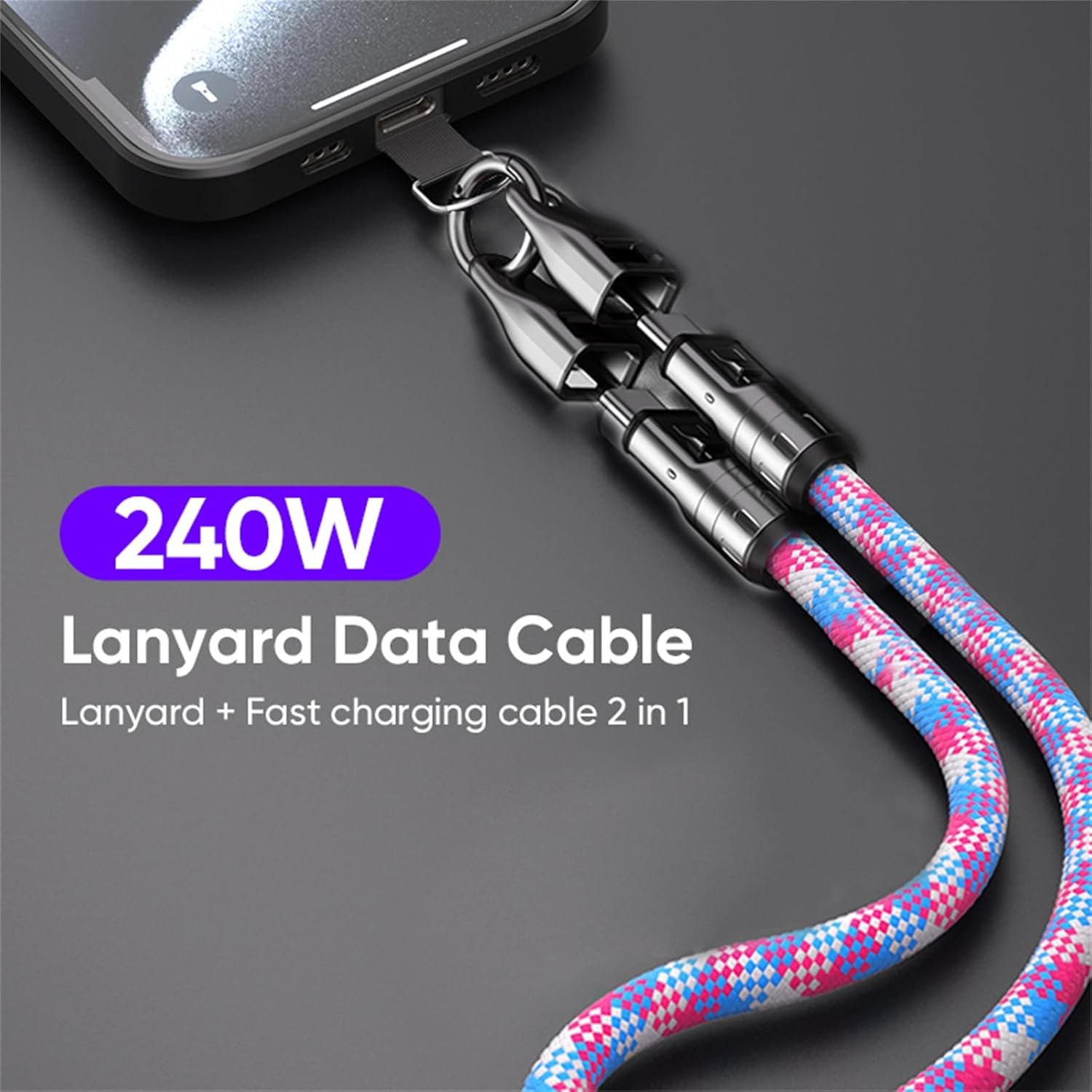 USB-C Phone Lanyard Cable: 240W Fast Charge & Data Transfer - Image 4