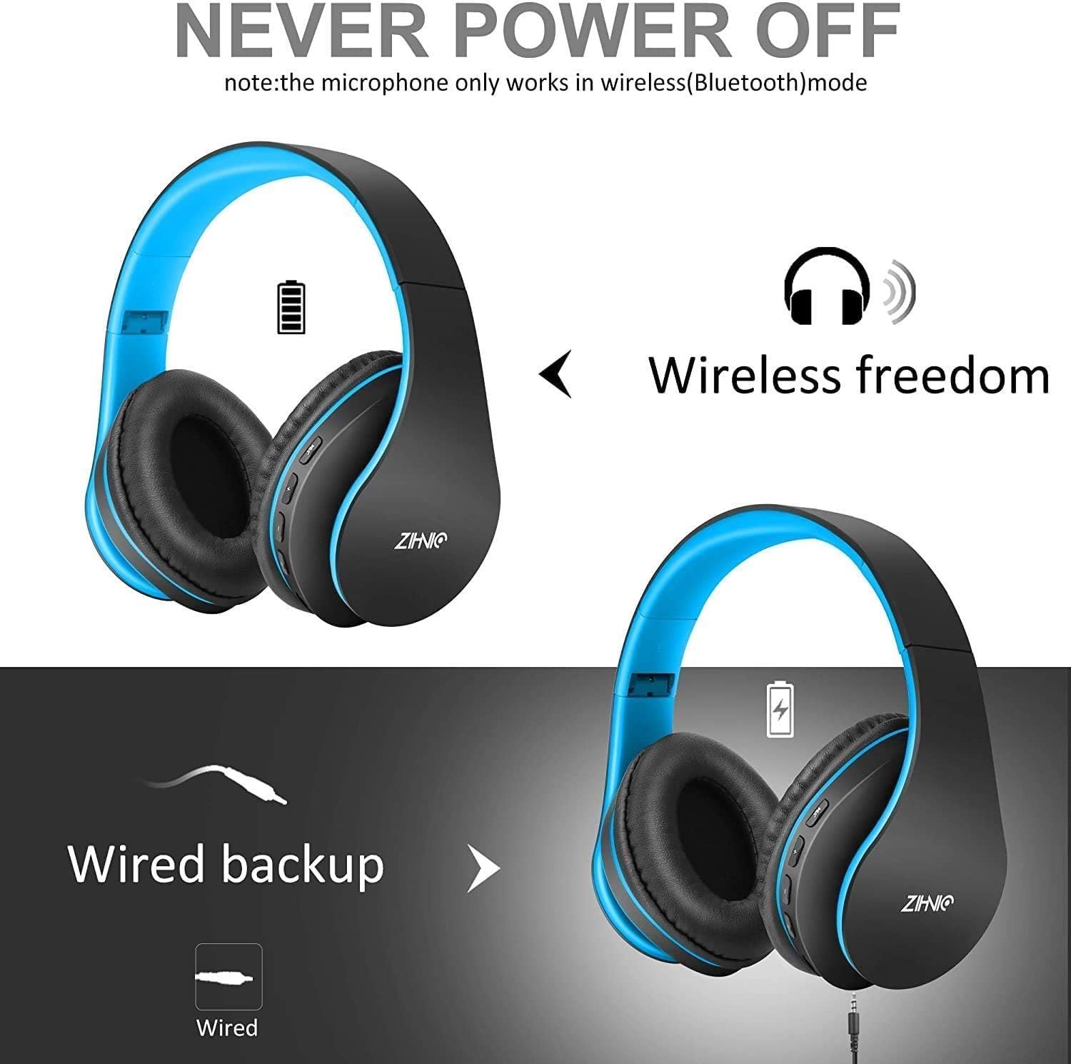 ZIHNIC Bluetooth Headphones: Comfort & Versatility in One! - Image 4