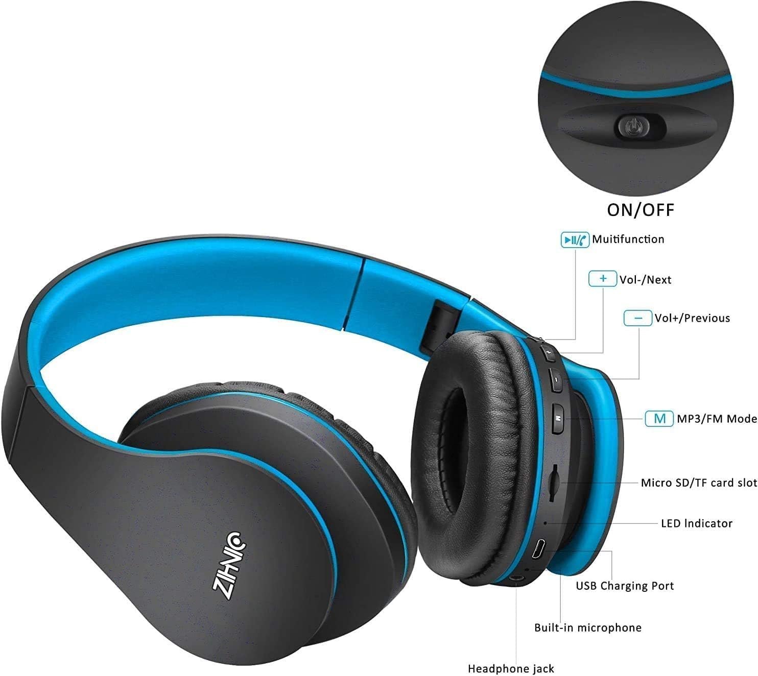 ZIHNIC Bluetooth Headphones: Comfort & Versatility in One! - Image 5